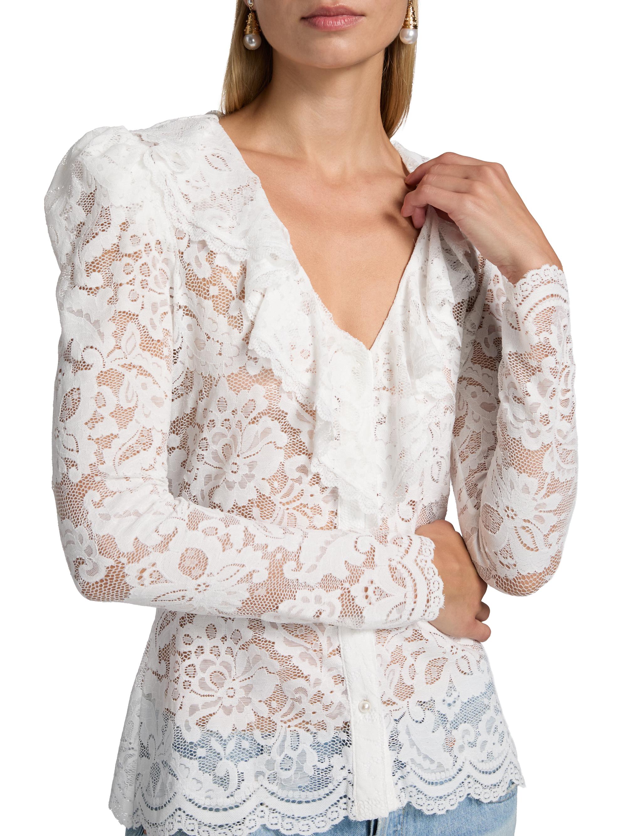 Generation Love Corsa Floral Lace Long-Sleeve Top | Saks