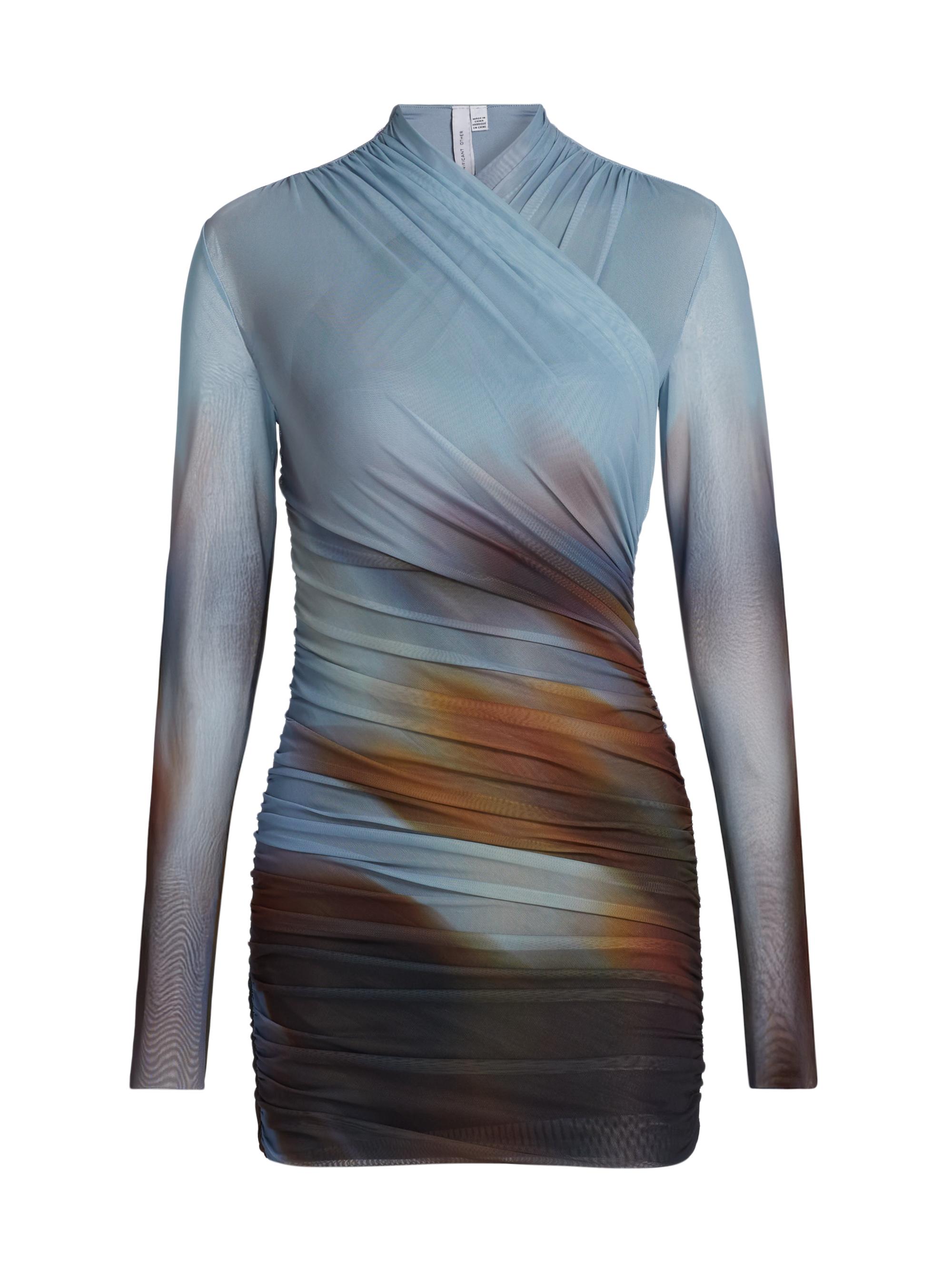 Significant Other Women's Sora Printed Mesh Long-Sleeve Minidress - Lucid Bloom