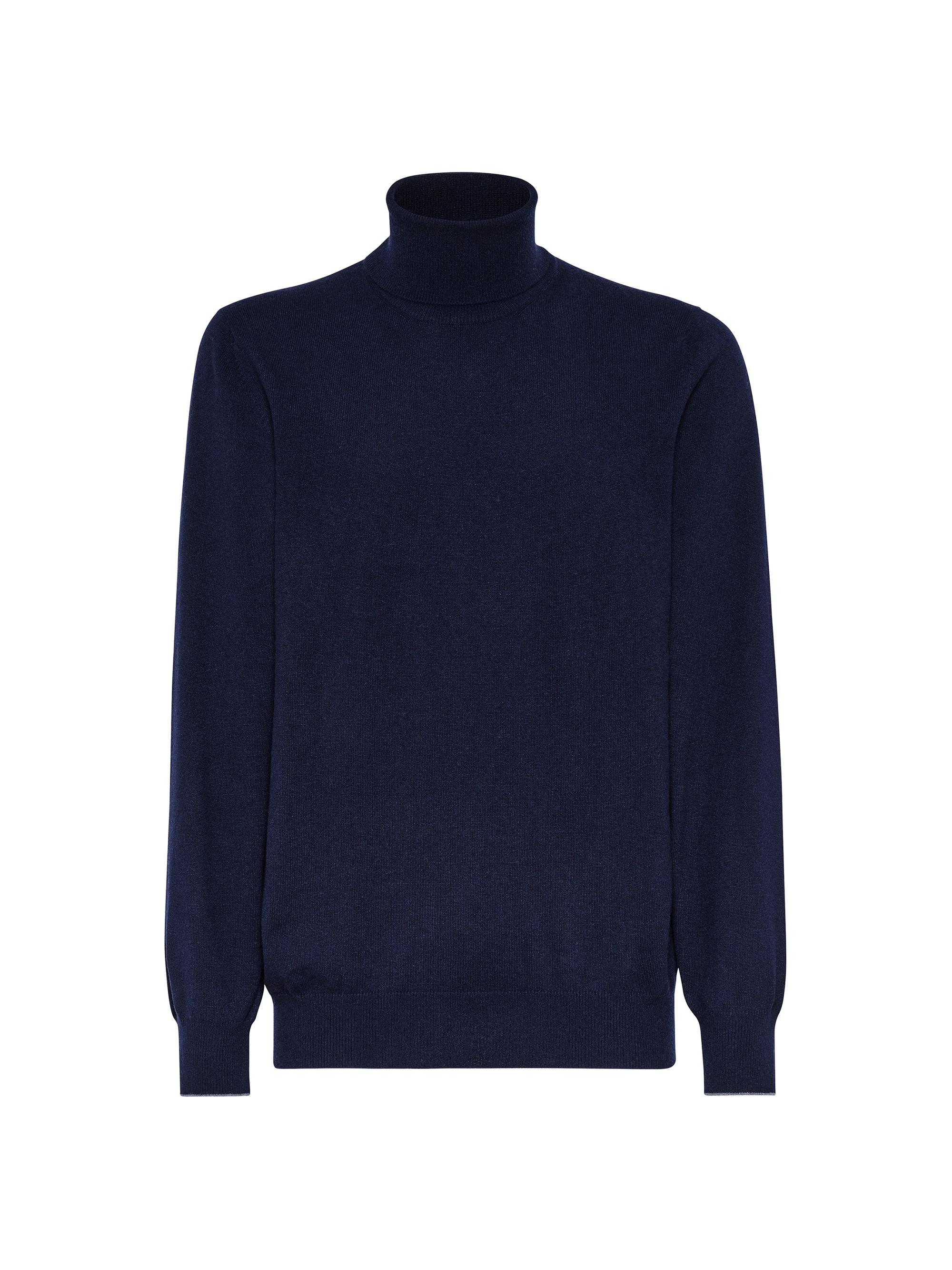 Brunello Cucinelli Men's Cashmere Turtleneck Sweater - Navy Blue