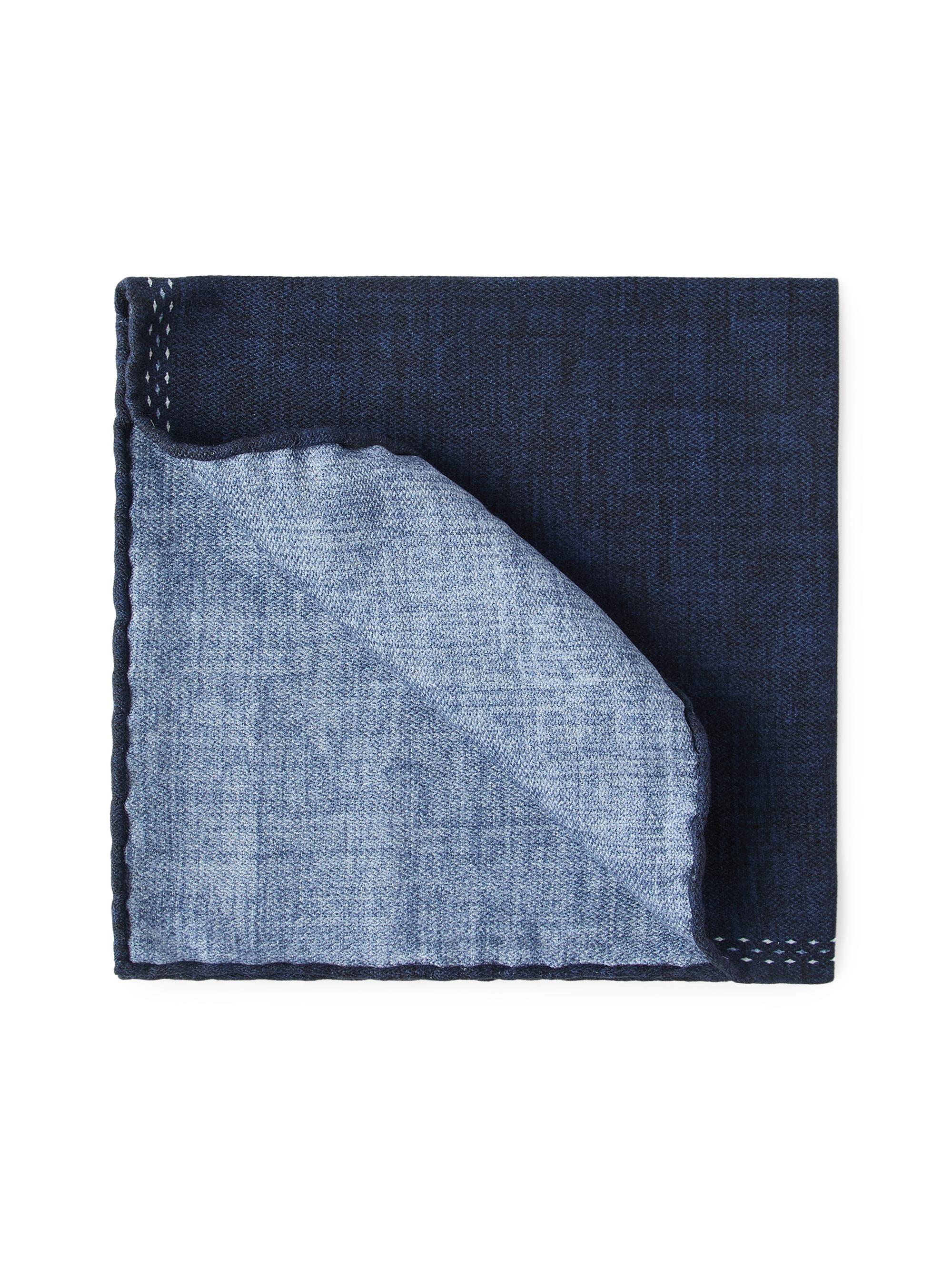 Brunello Cucinelli Men's Silk Pocket Square with Printed Logo - Night