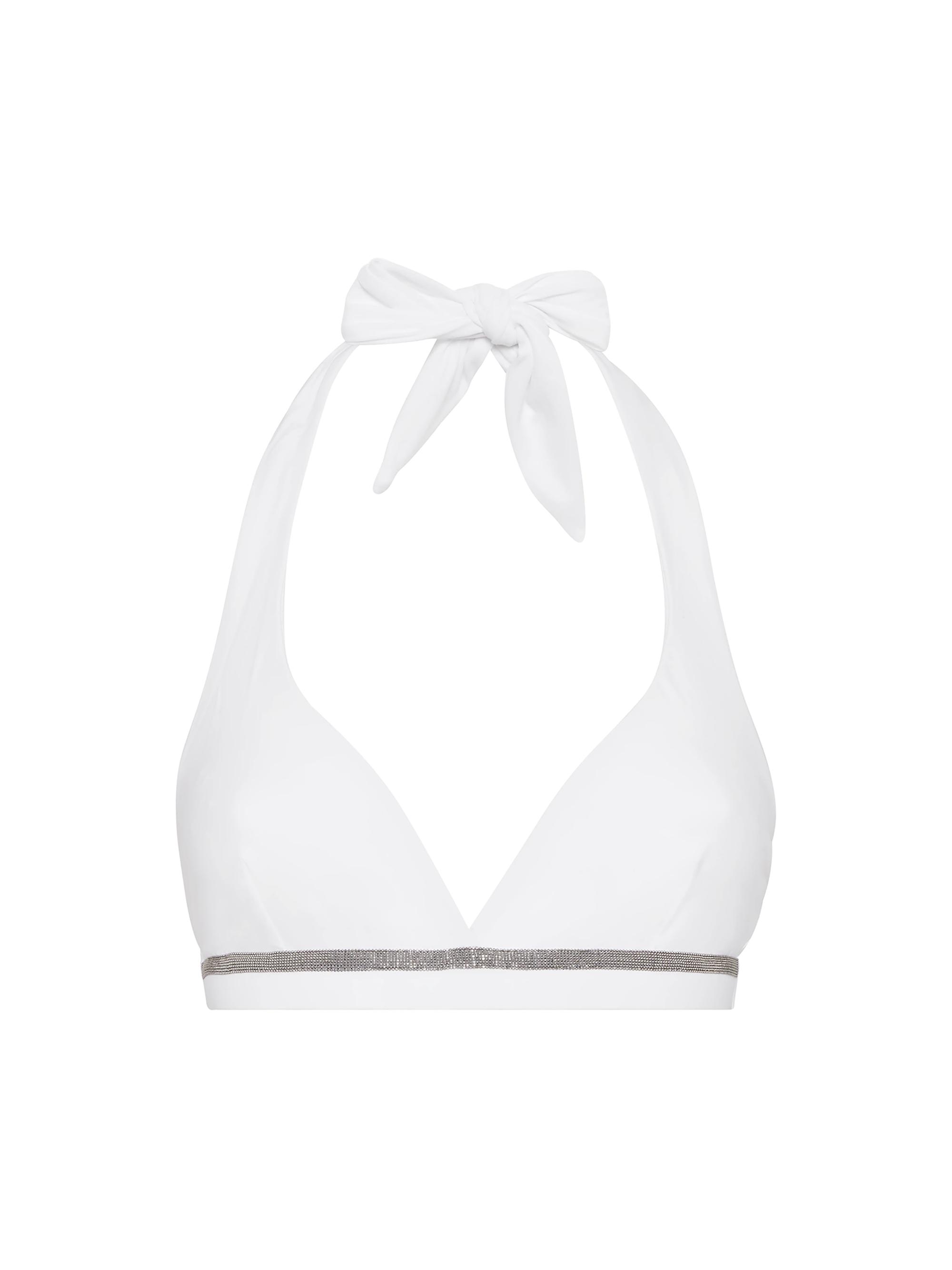 Brunello Cucinelli Women's Techno Jersey Bikini Top with Precious Trim - Dark Brown