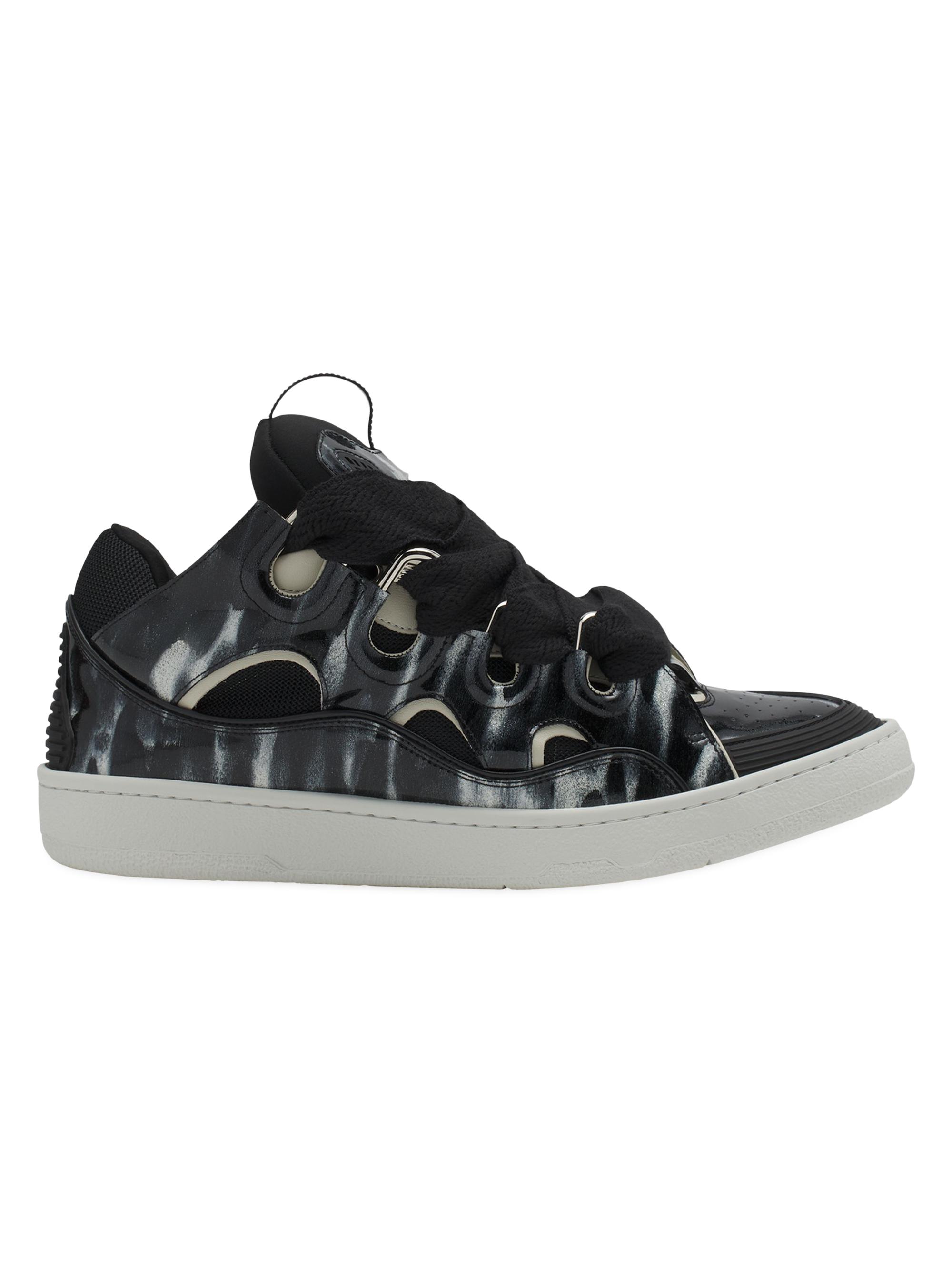 リミテッドエディション　LANVIN カーブ スニーカー　ブラック Black Leather Curb Sneakers | Lanvin