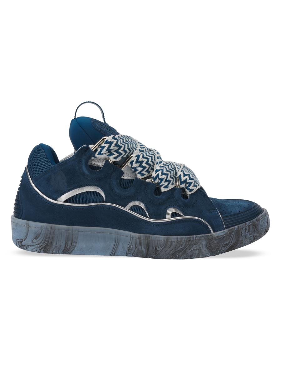 ★Lanvin★ ブルー Curb マーブルソール レザースニーカー Lanvin Leather Curb Sneakers with Marbled Sole | Saks Fifth