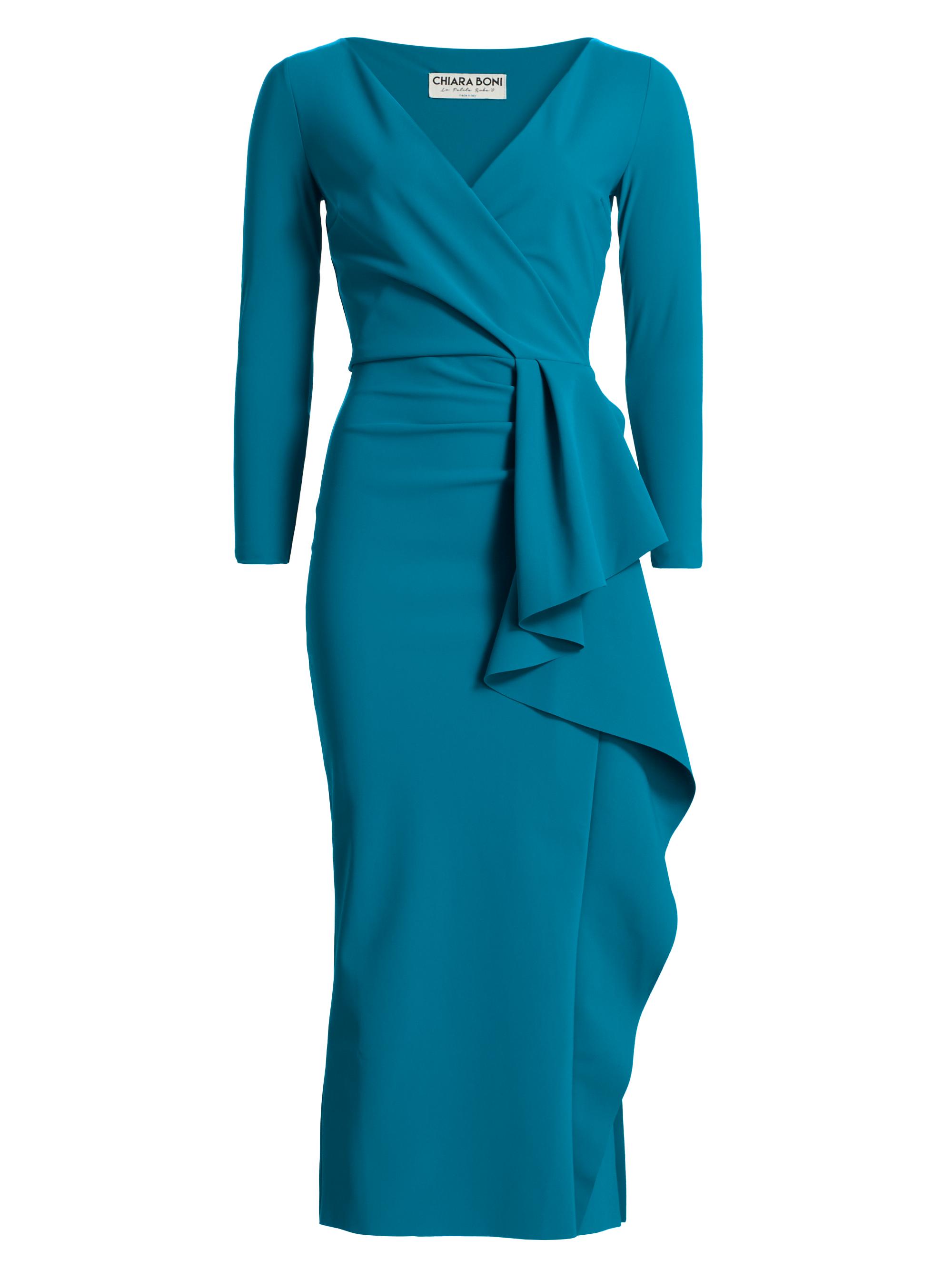 Chiara Boni La Petite Robe Women's Sayon Gathered Stretch-Jersey Cocktail Dress - Teal Blue