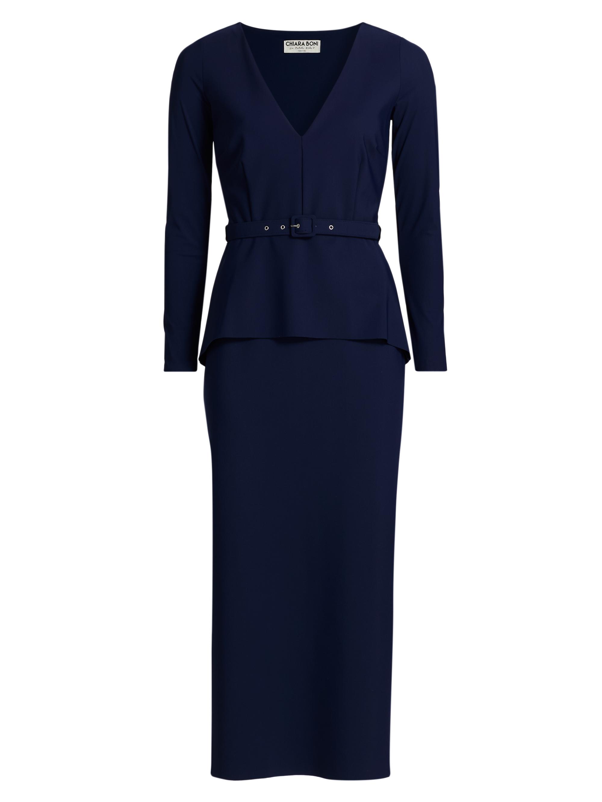 Chiara Boni La Petite Robe Women's Siaka Jersey Belted Midi-Dress - Blue Notte