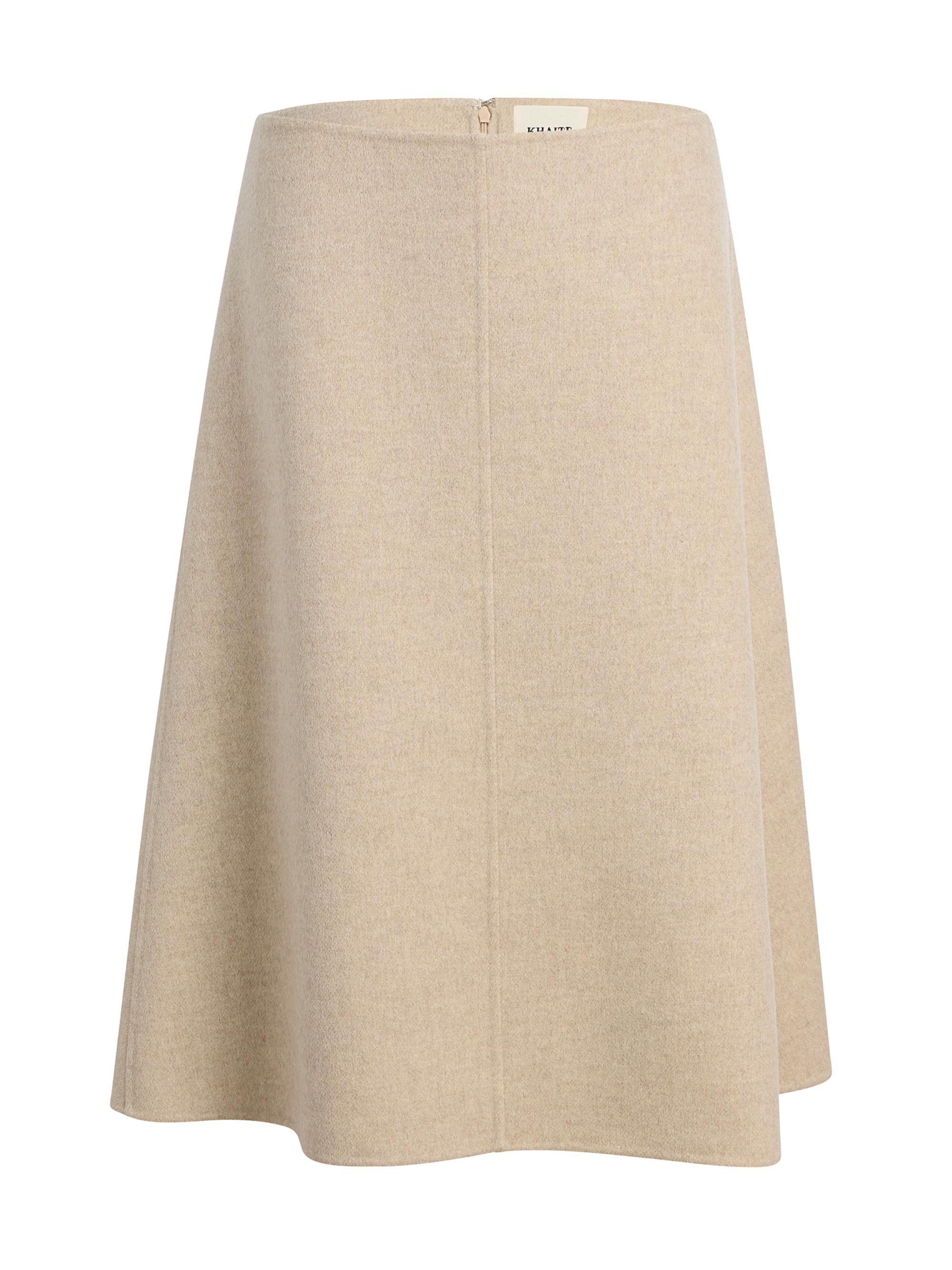 Khaite Women's Nania Cashmere A-Line Midi-Skirt - Oatmeal