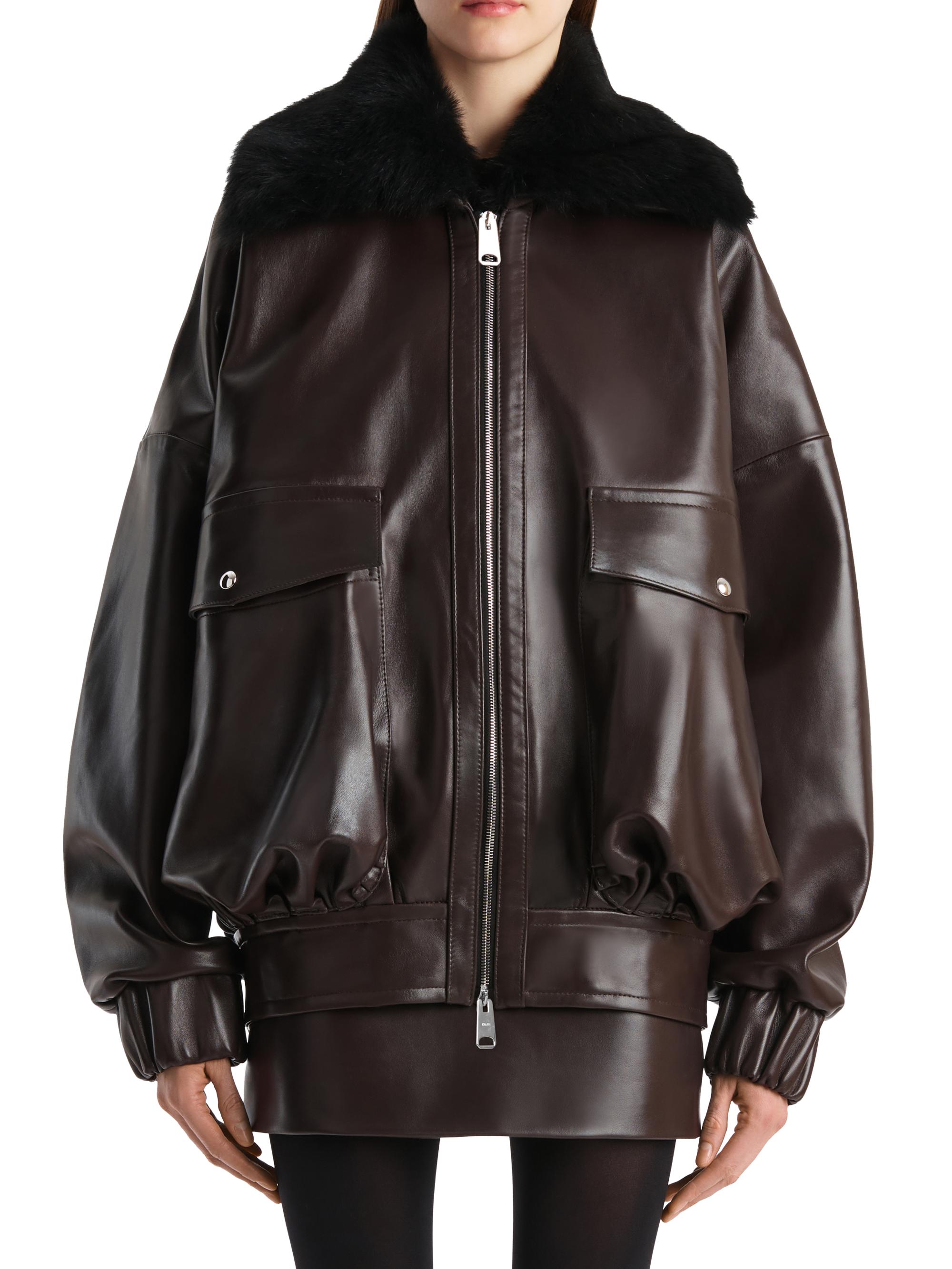 Khaite Daemon Shearling-Collar Leather Jacket | Saks Fifth Avenue