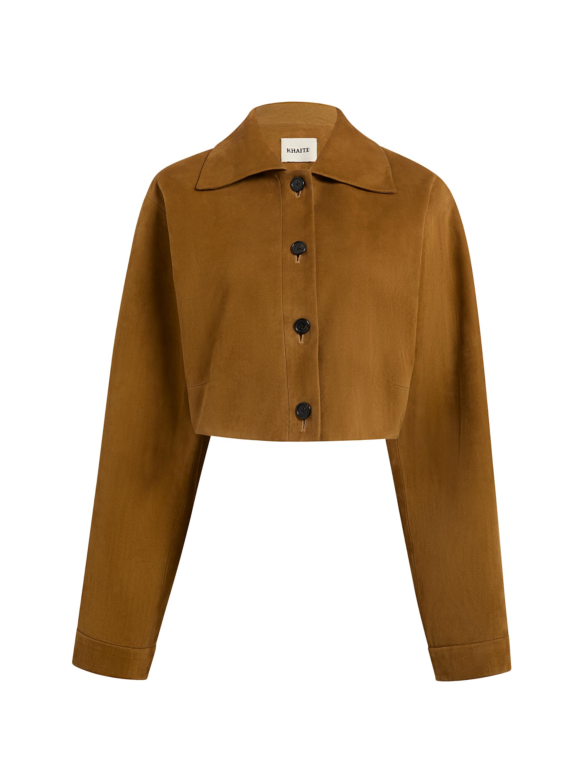 Khaite Women's Sue Suede Crop Jacket - Toffee