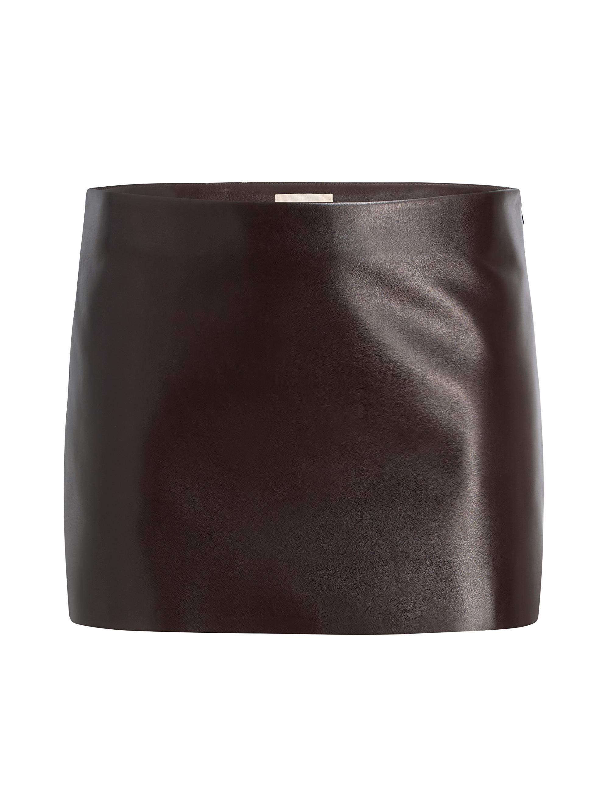 Khaite Women's Jett Leather Miniskirt - Mud
