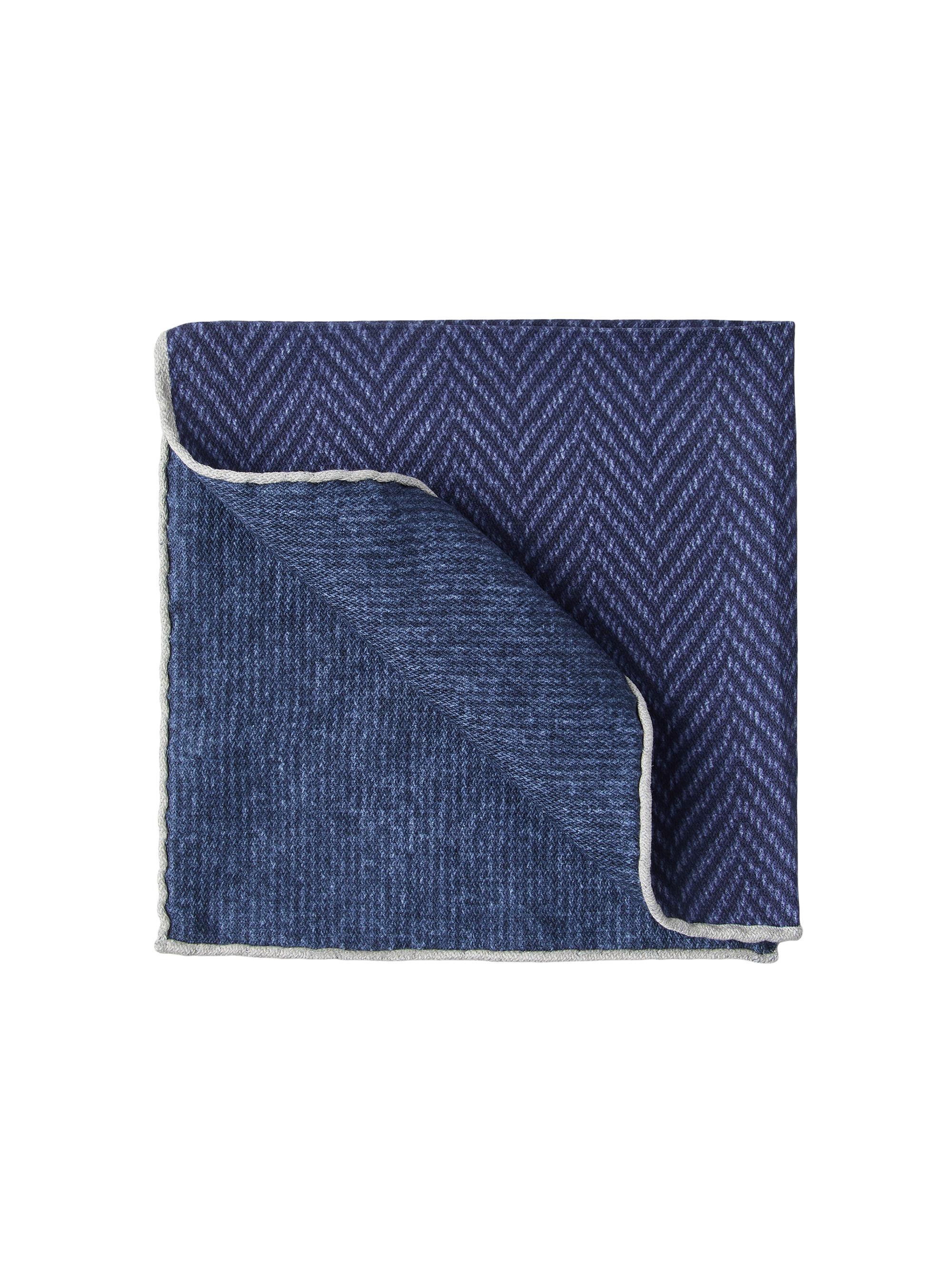 Brunello Cucinelli Men's Silk Chevron Pocket Square - Navy Blue