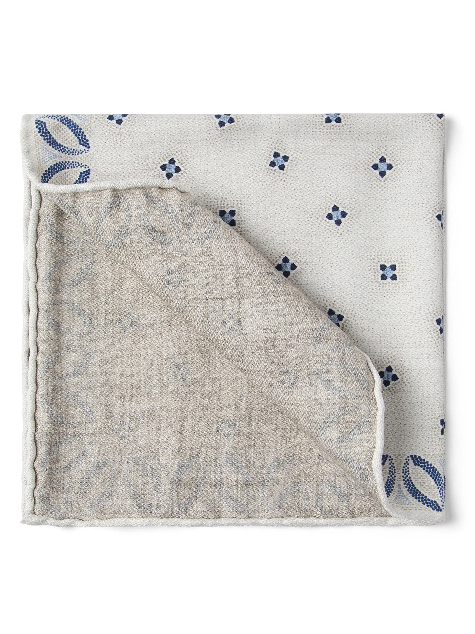 Brunello Cucinelli Men's Silk Pocket Square with Star Design - Grey