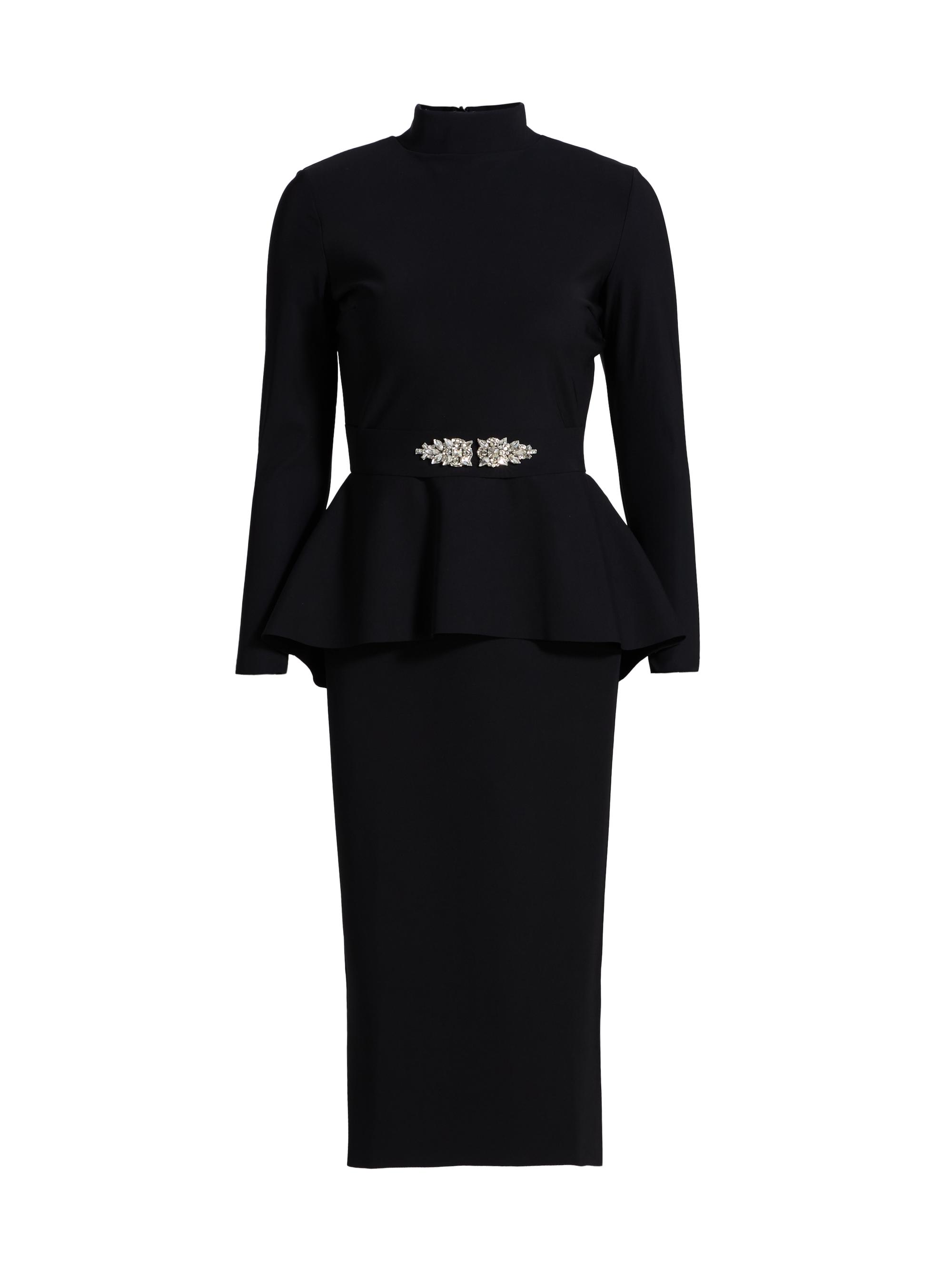 Chiara Boni La Petite Robe Women's Haby Crystal-Embellished Peplum Knee-Length Dress - Black