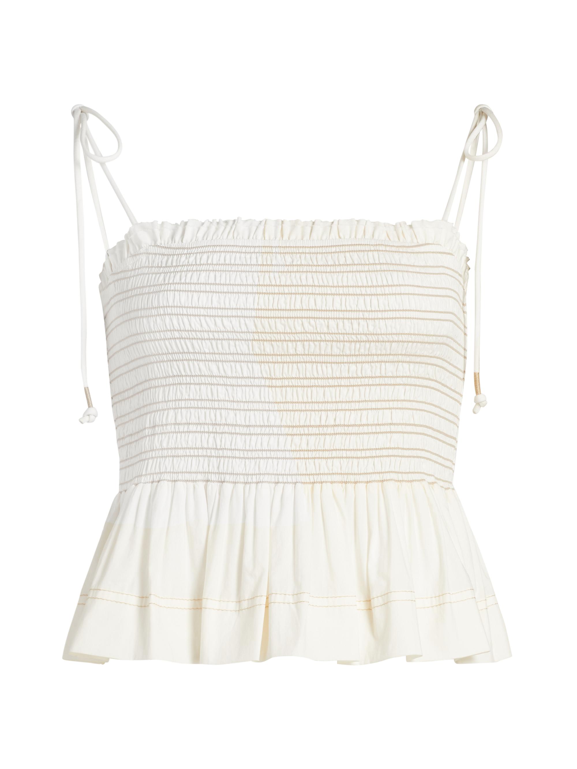 Veronica Beard Women's Ophelia Cotton Smocked Top - Dove