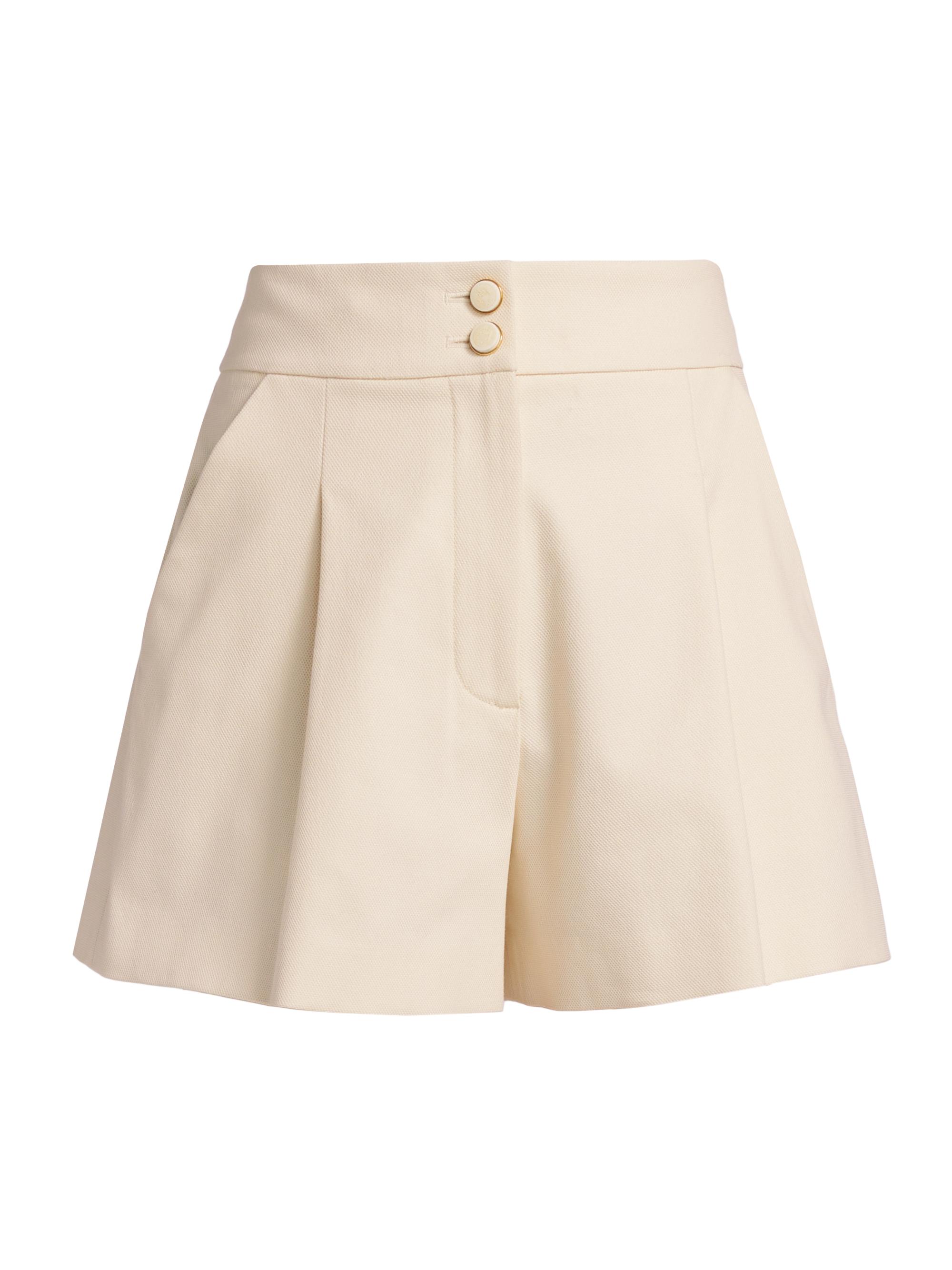 Veronica Beard Women's Devina Pleated Stretch-Cotton Shorts - Ecru