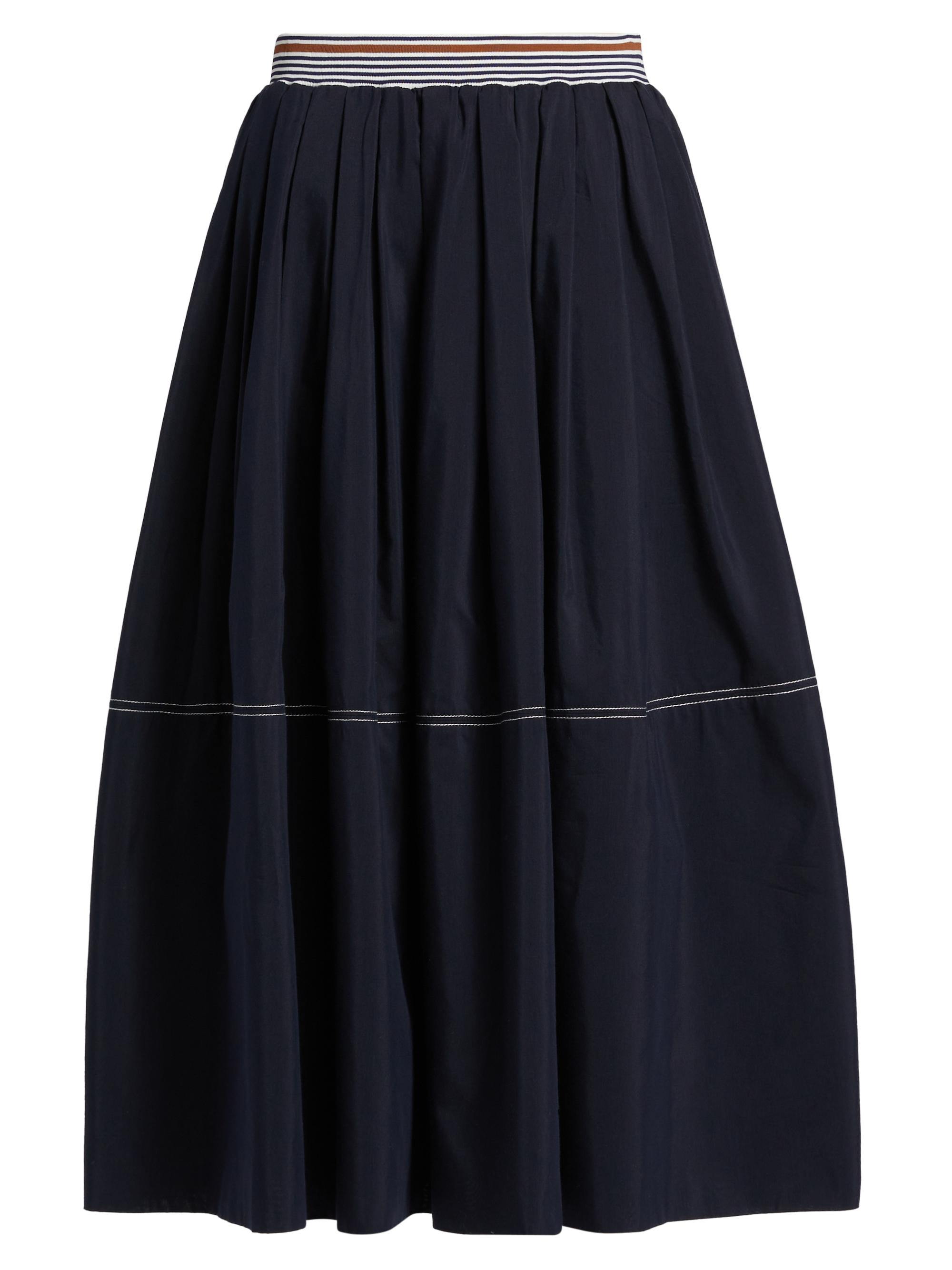 Veronica Beard Women's Evelina Cotton-Silk Midi-Skirt - Navy