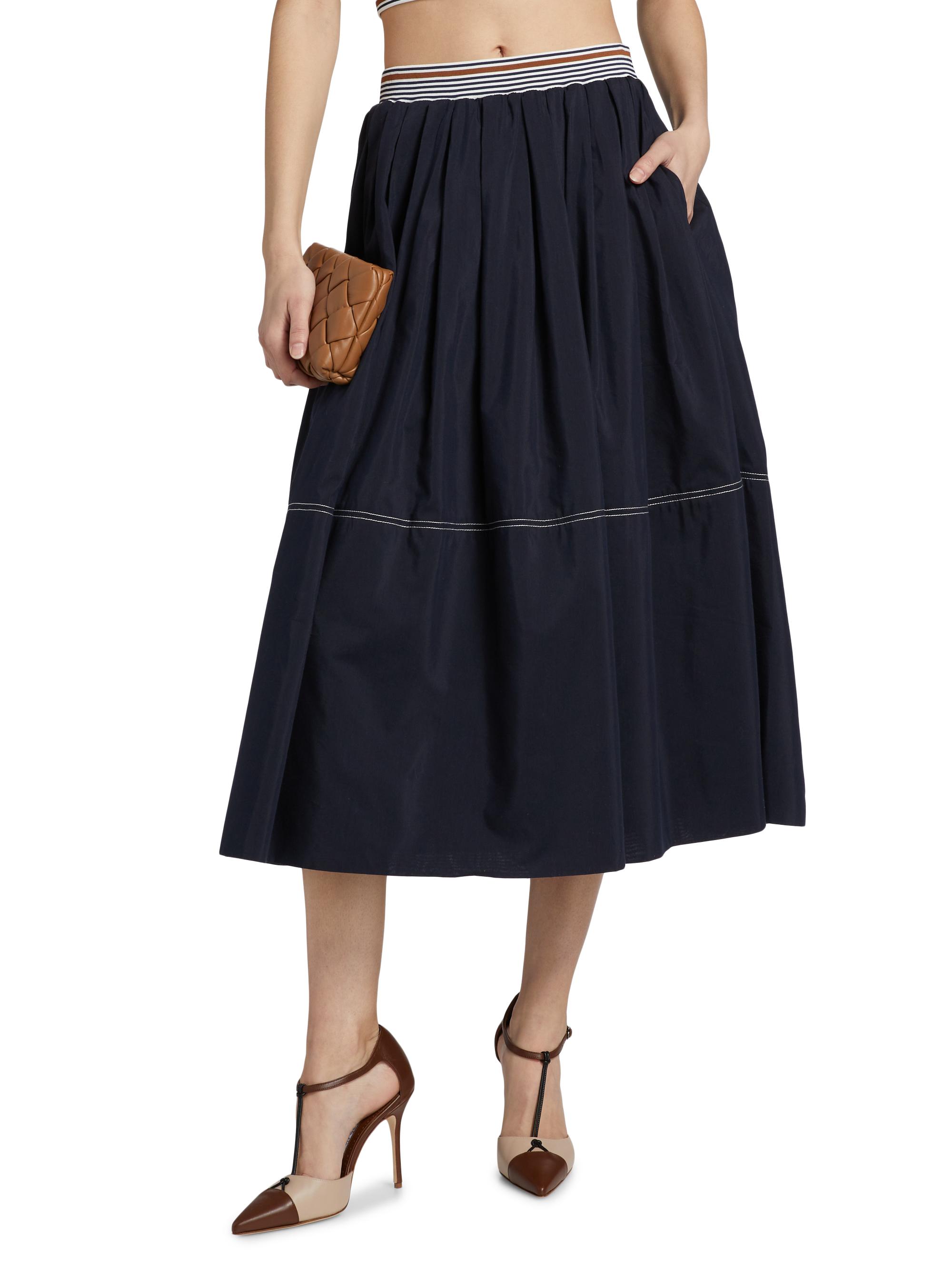Veronica Beard Evelina Cotton-Silk Midi-Skirt | Saks Fifth Avenue