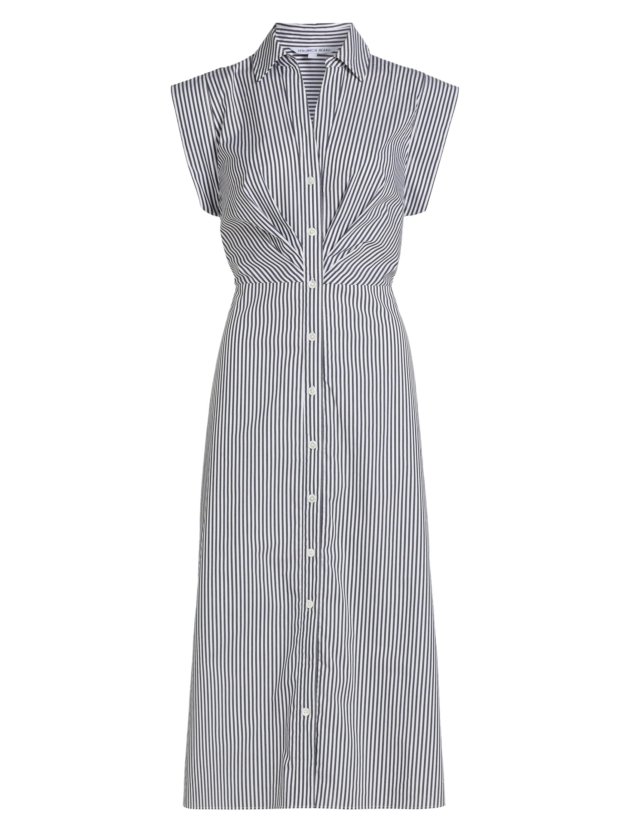 Veronica Beard Women's Haydon Striped Button-Front Sleeveless Midi-Dress - Navy White