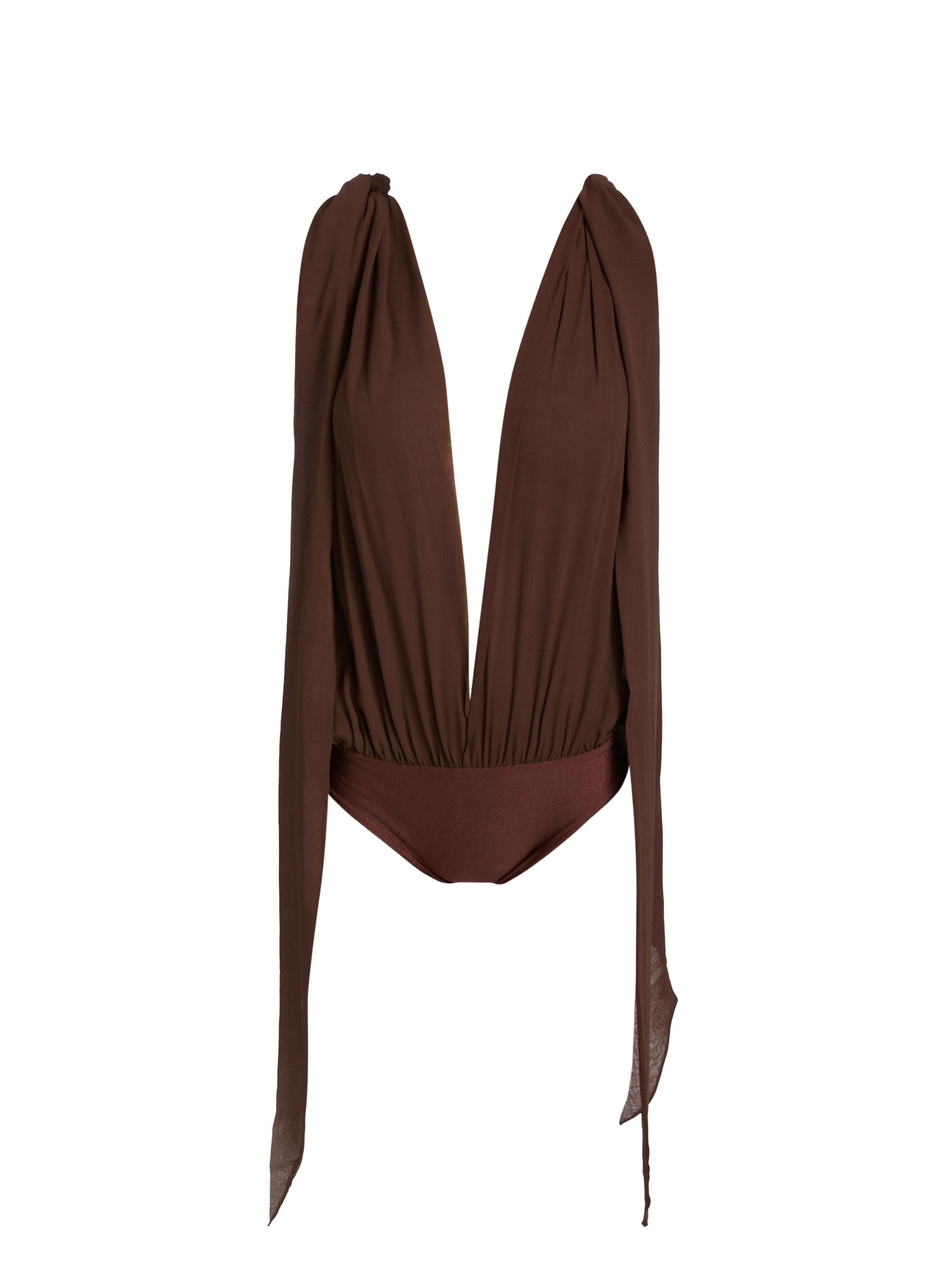 Mariandree Gaitan Women's Valerie Plunging Bodysuit - Brown