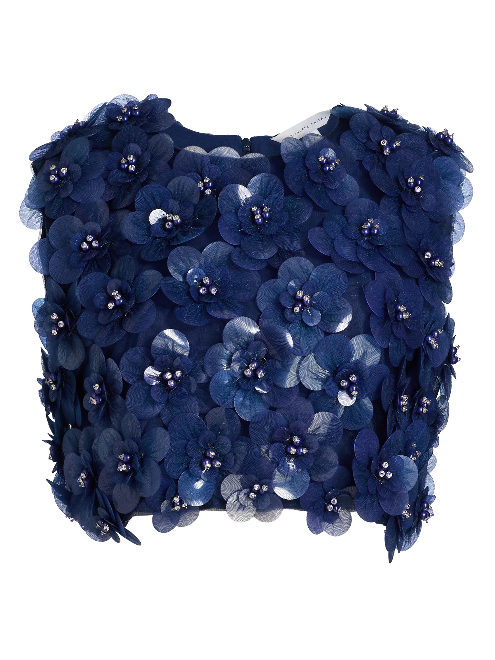 Mariandree Gaitan Women's Identity Melanie Floral Appliqué Top - Navy