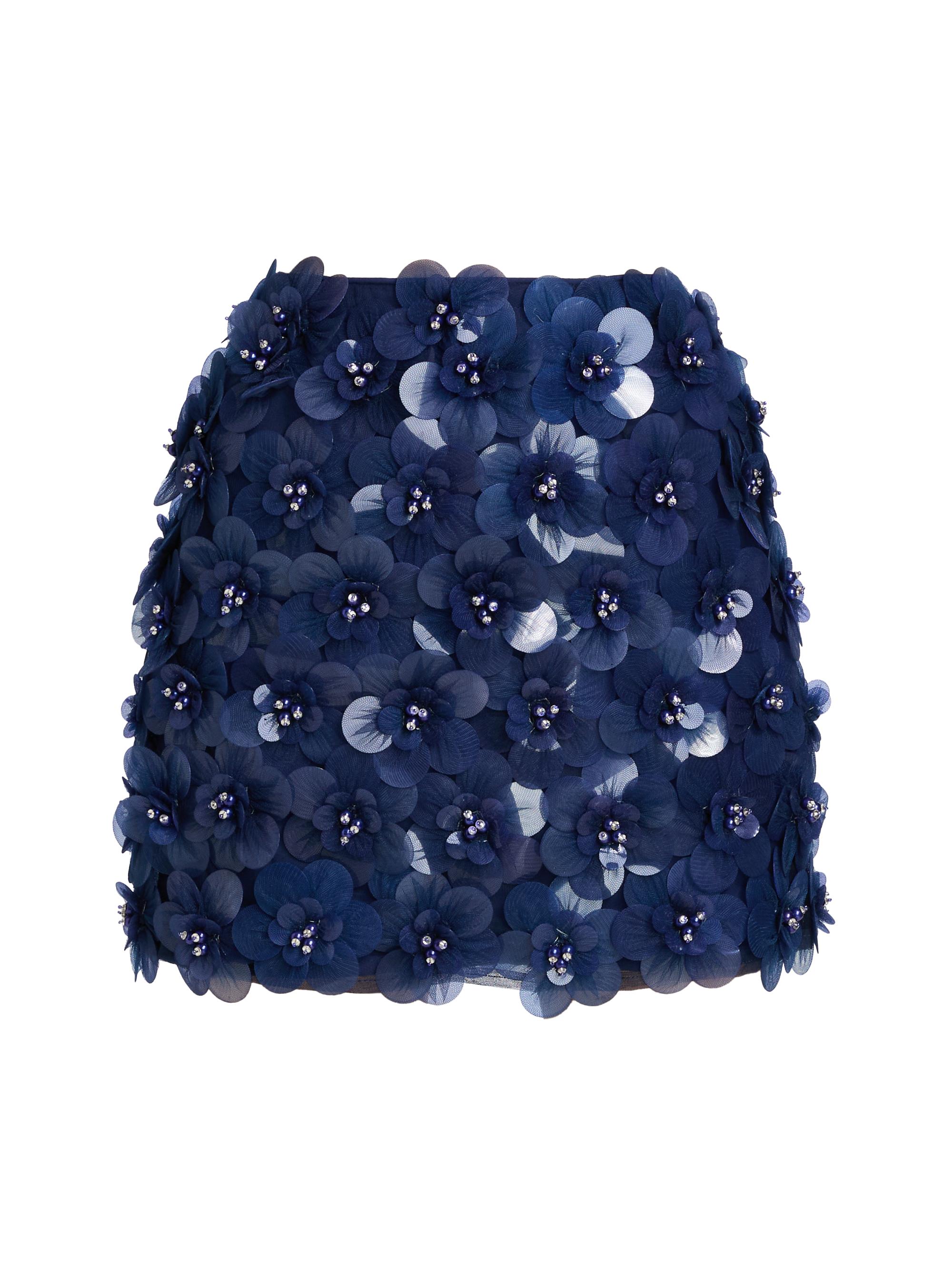 Mariandree Gaitan Women's Identity Paula Floral Appliqué Miniskirt - Navy