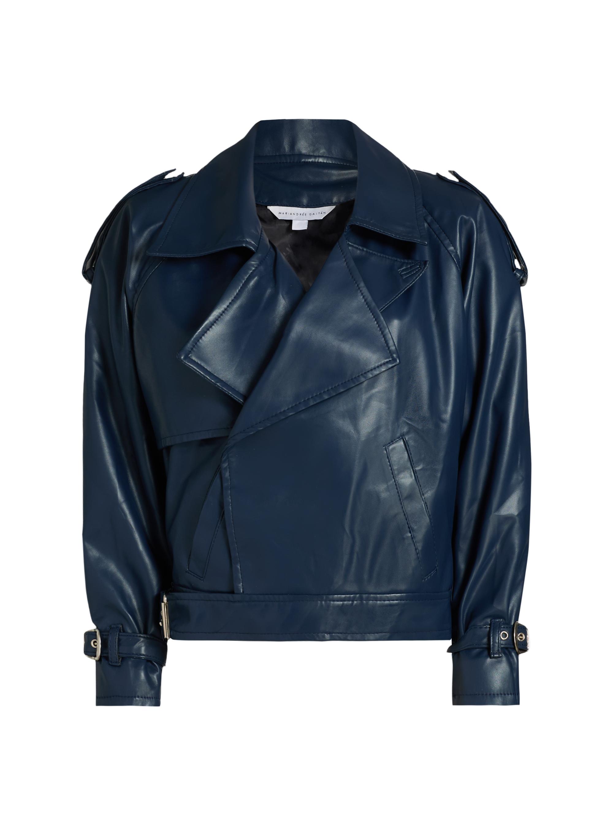 Mariandree Gaitan Women's Identity Giorgia Faux Leather Biker Jacket - Blue