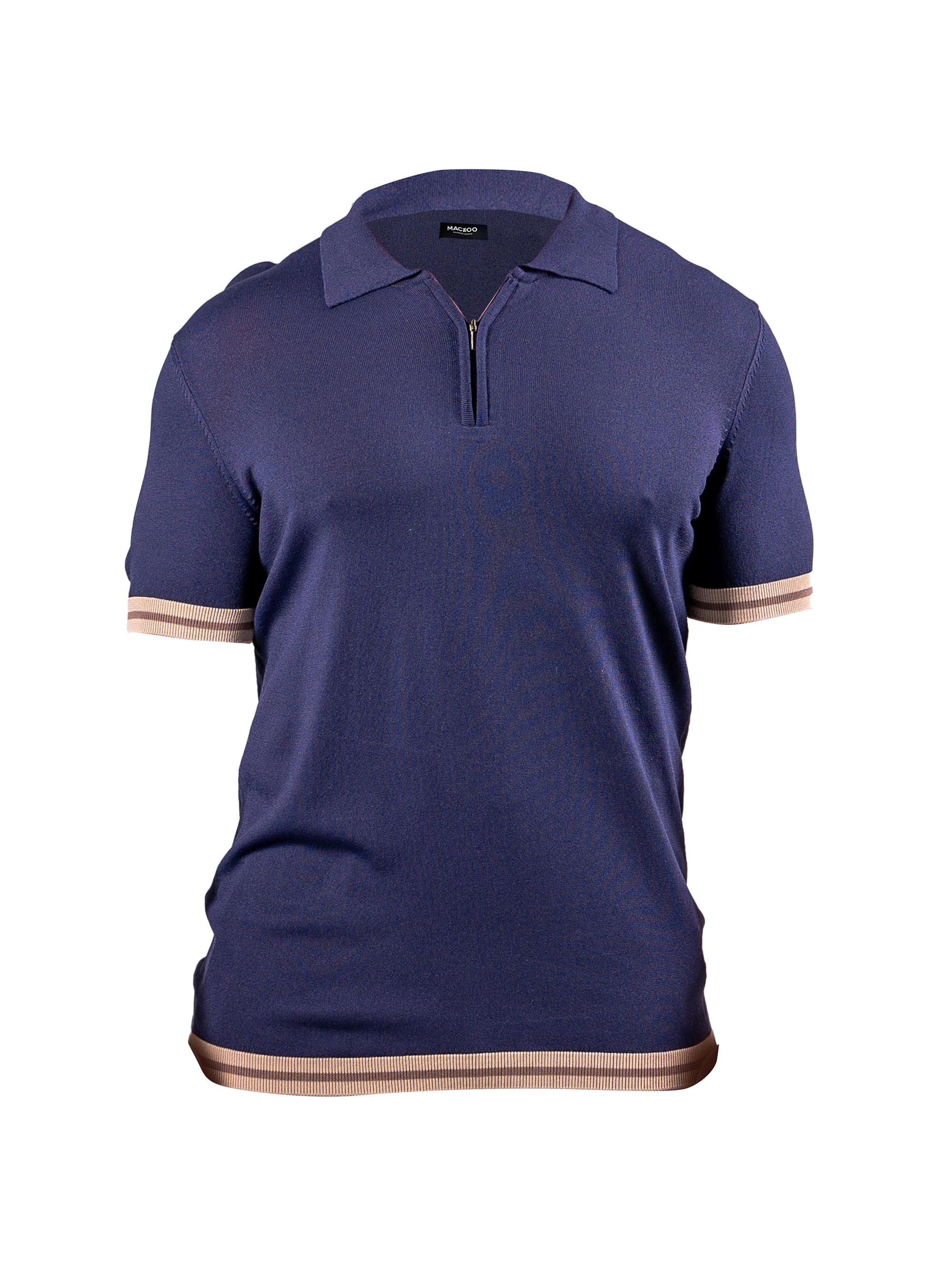 Maceoo Men's Polo Zip Shirt - Blue