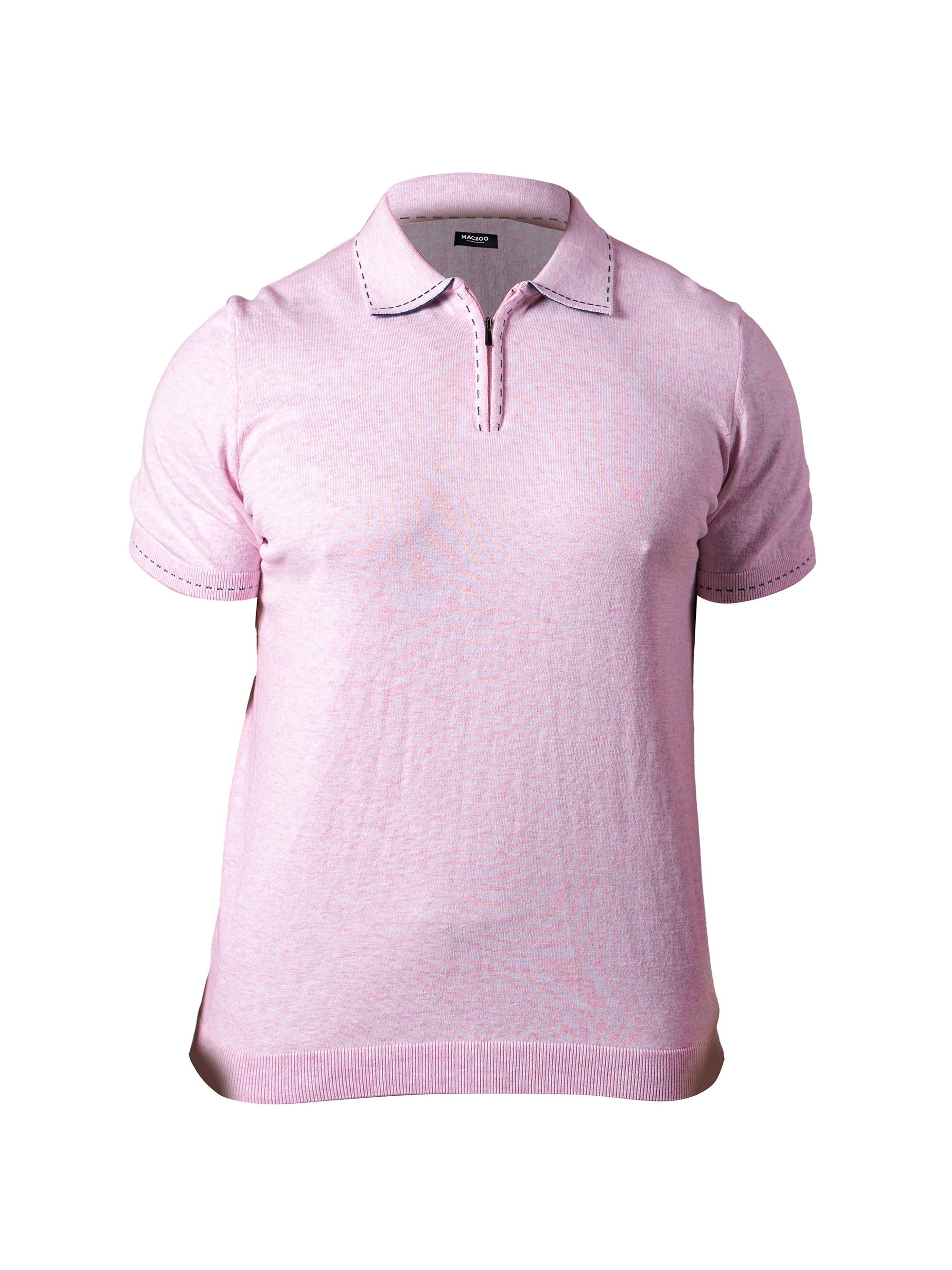 Maceoo Men's Polo Zip Shirt - Pink