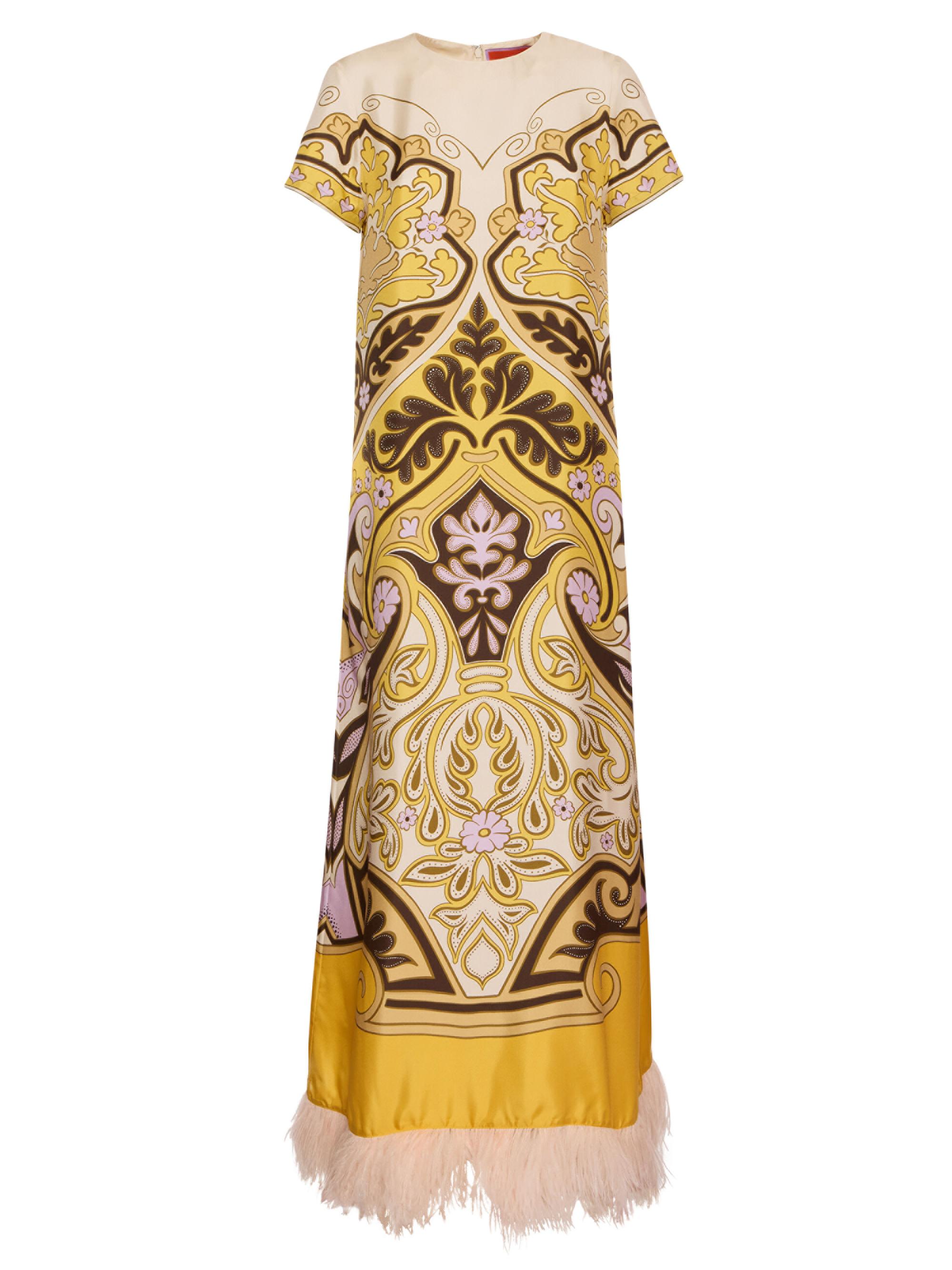 La DoubleJ Women's Swing Dress with Feathers - Spells Yellow