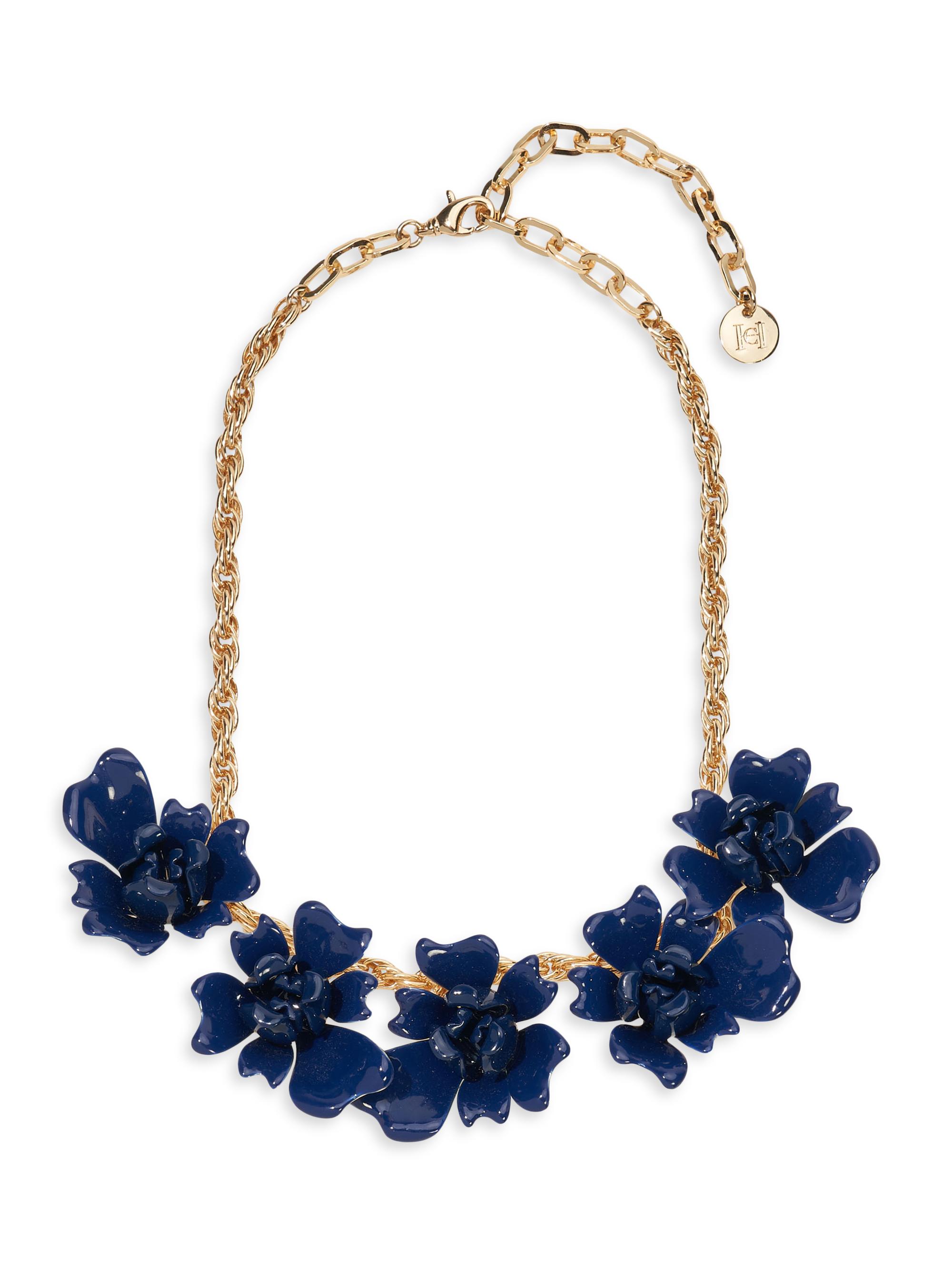 Carolina Herrera Women's Tulip Flower Enamel Necklace - Dark Navy