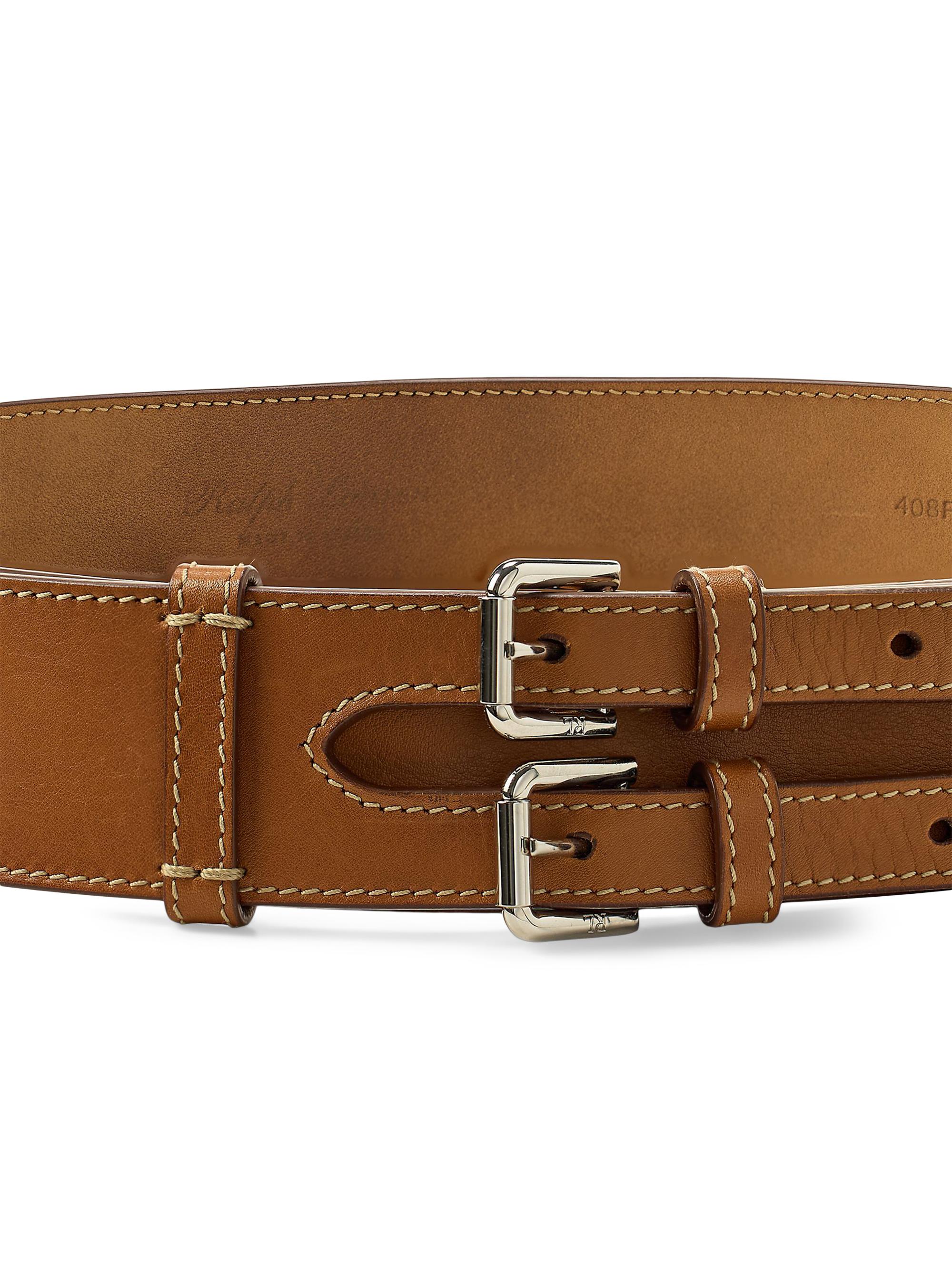 Ralph Lauren Collection Double-Buckle Leather Belt | Saks Fifth Avenue