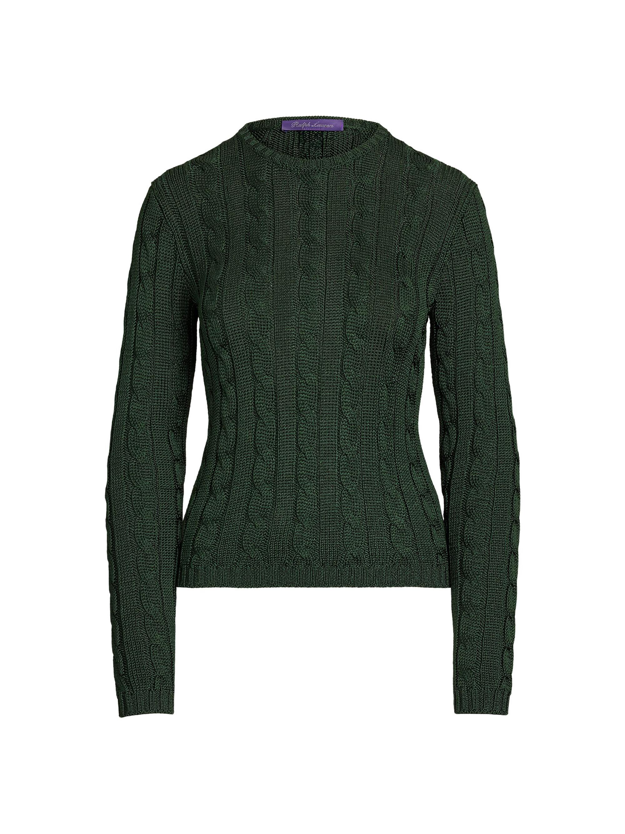 Ralph Lauren Collection Women's Cable-Knit Silk Crewneck Sweater - Dark Racing Green