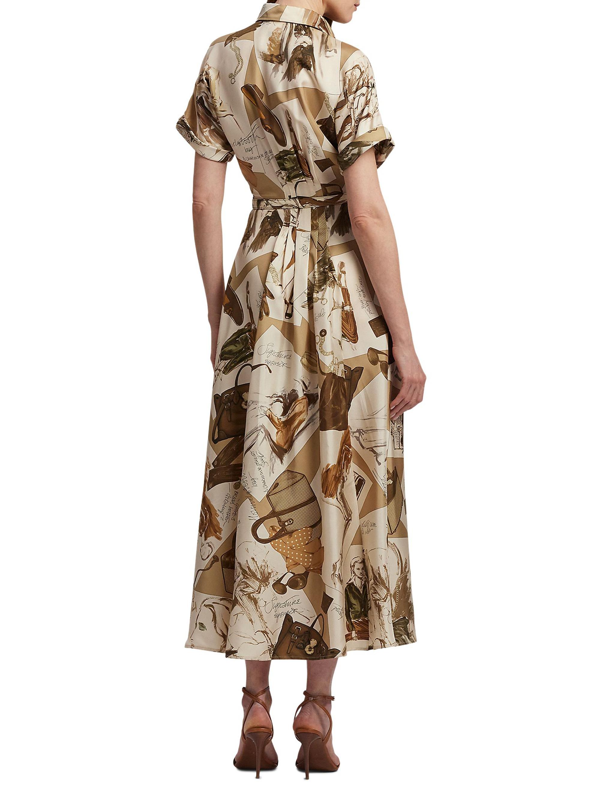 Ralph Lauren Collection Donatella Diary-Print Silk Maxi Shirtdress