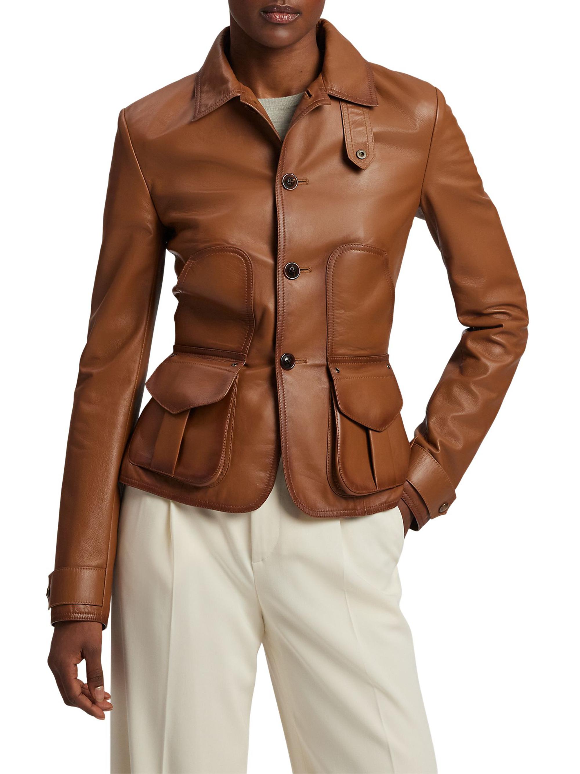 Ralph Lauren Collection Naylor Burnished Leather Jacket | Saks