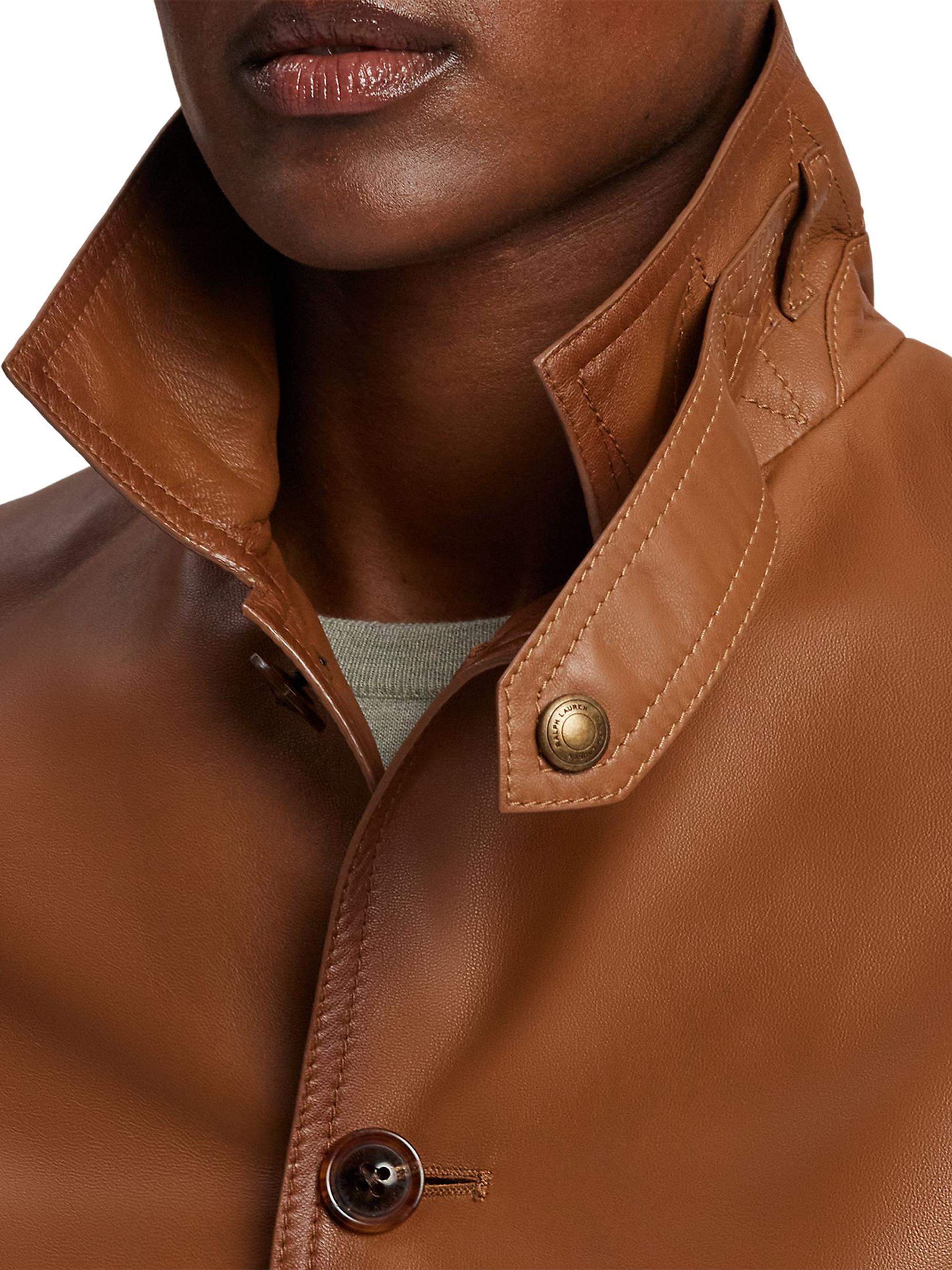 Ralph Lauren Collection Naylor Burnished Leather Jacket | Saks
