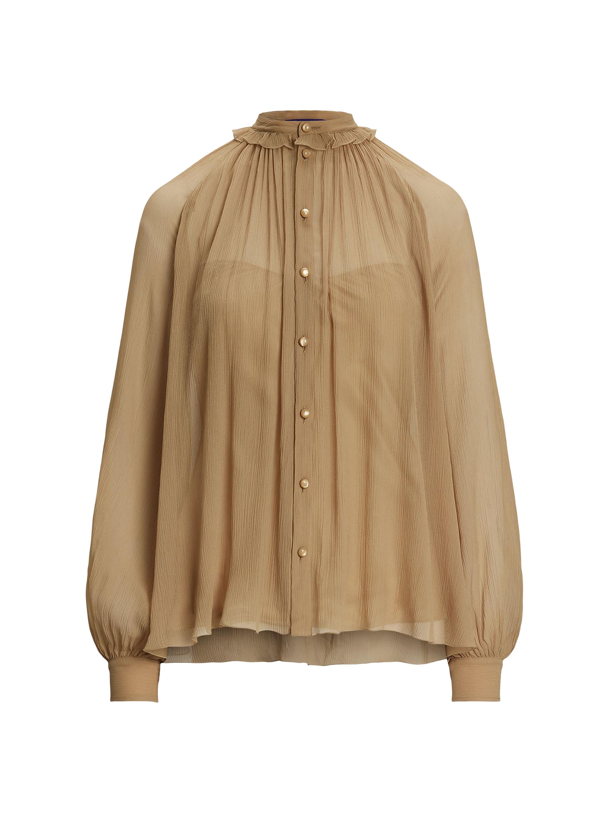 Ralph Lauren Collection Women's Brooklyn Crinkle Chiffon Silk Blouse - Tan