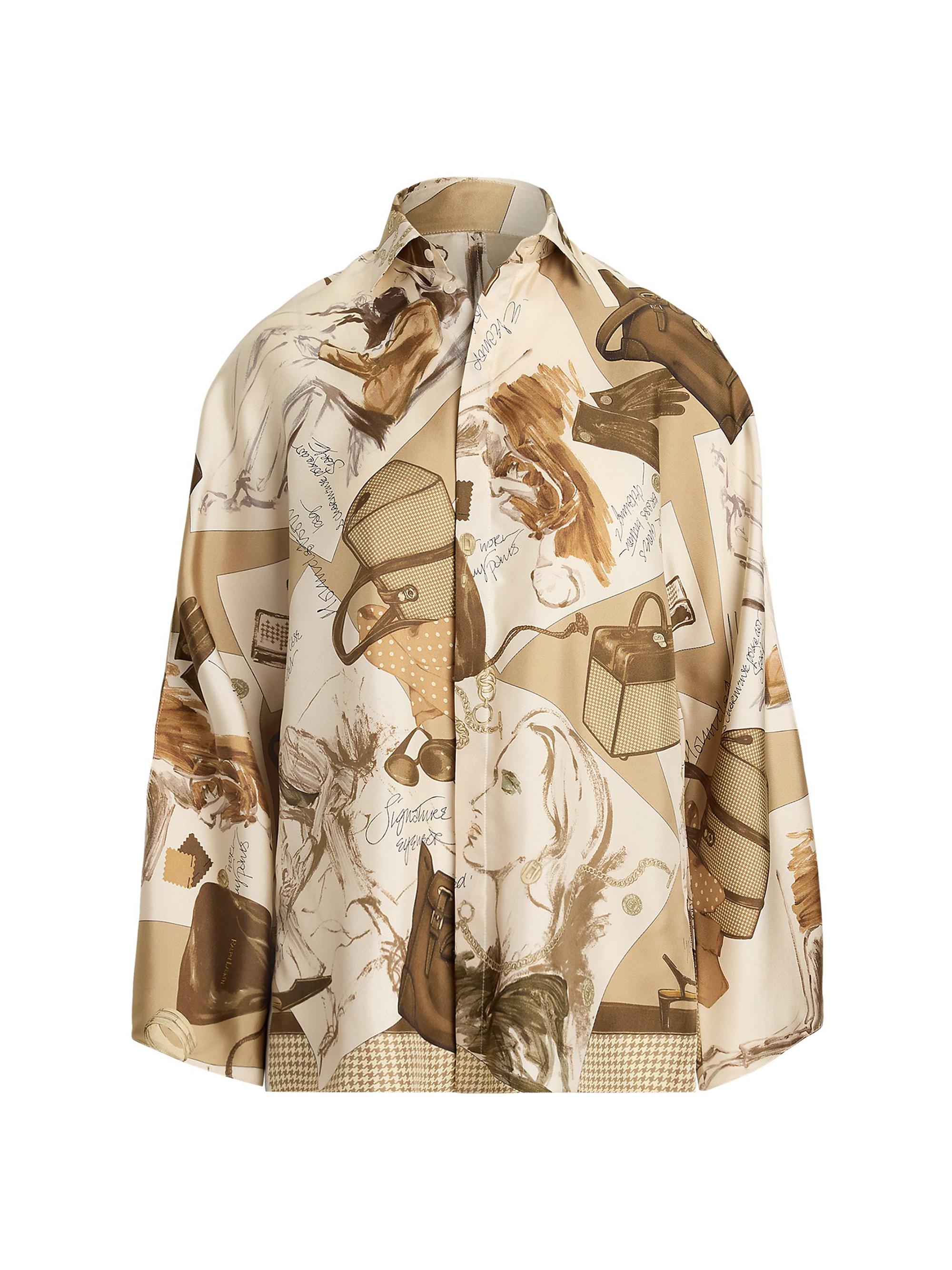 Ralph Lauren Collection Women's Karen Diary Printed Silk Blouse - Tan Multi