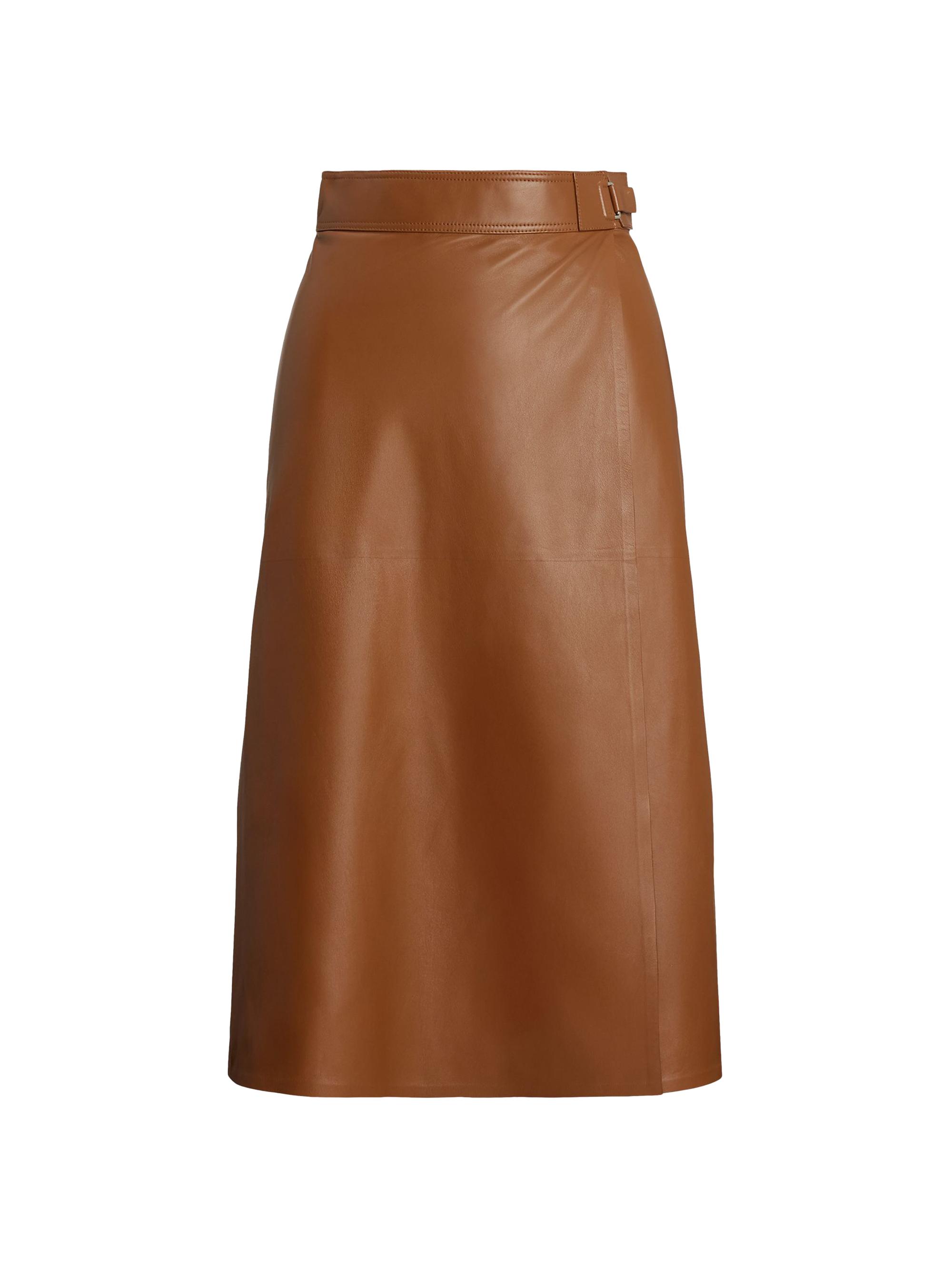 Ralph Lauren Collection Women's Jackeline Wrap Leather Knee-Length Skirt - Light Toffee
