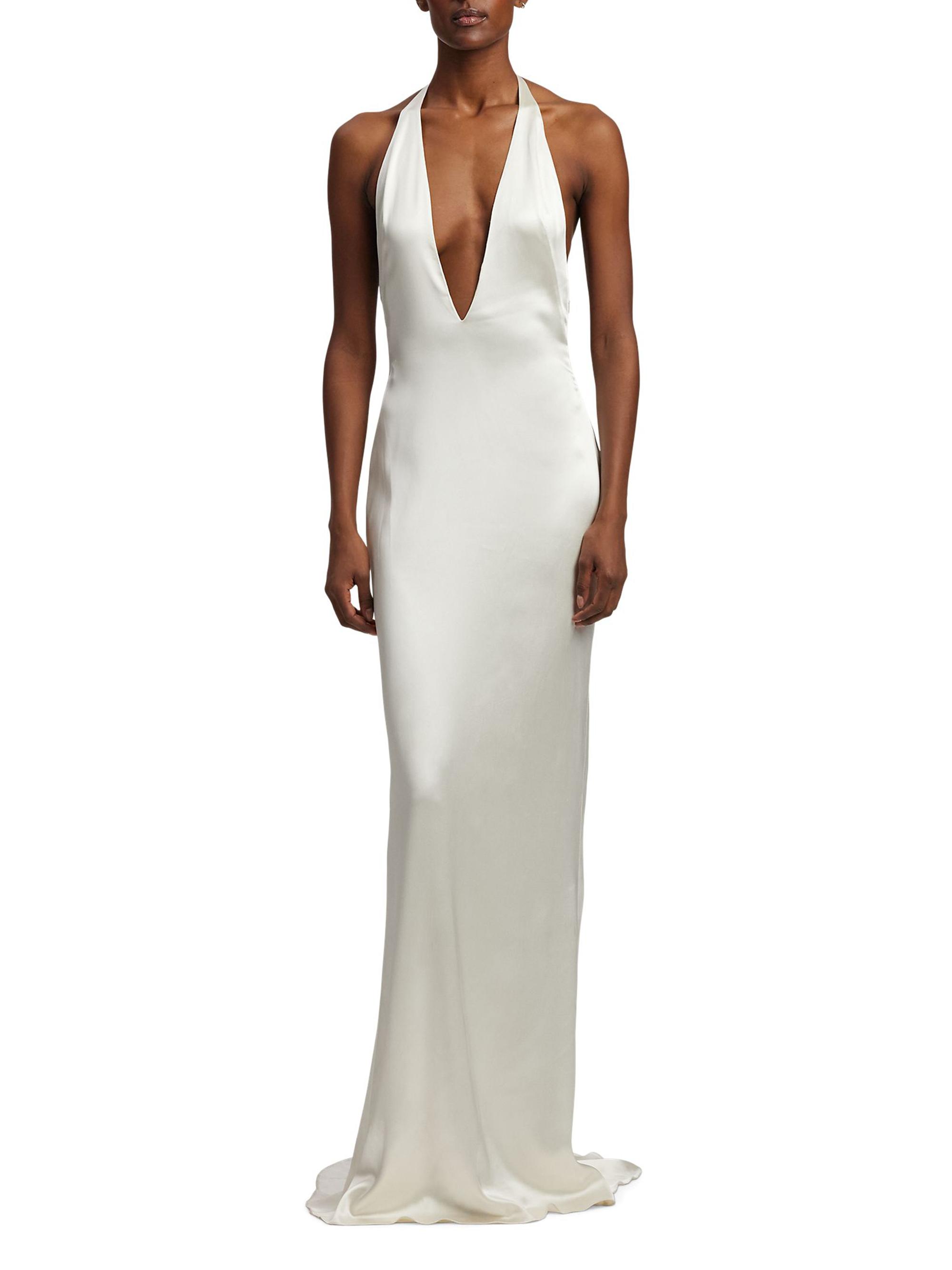 Ralph Lauren Collection Cladwell Plunging V-Neck Stretch Satin