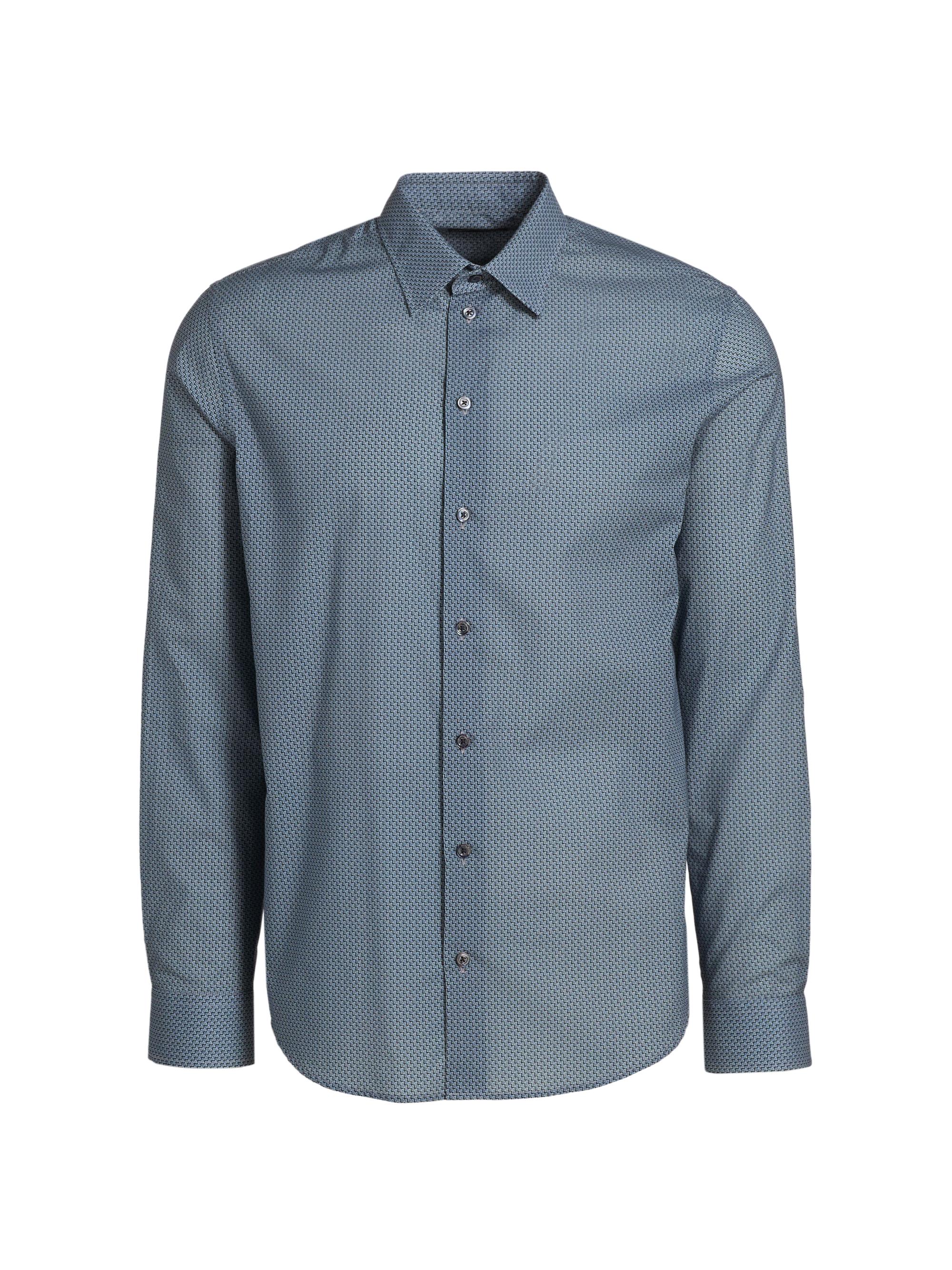 Emporio Armani Men's Woven Cotton Sport Shirt - Light Blue