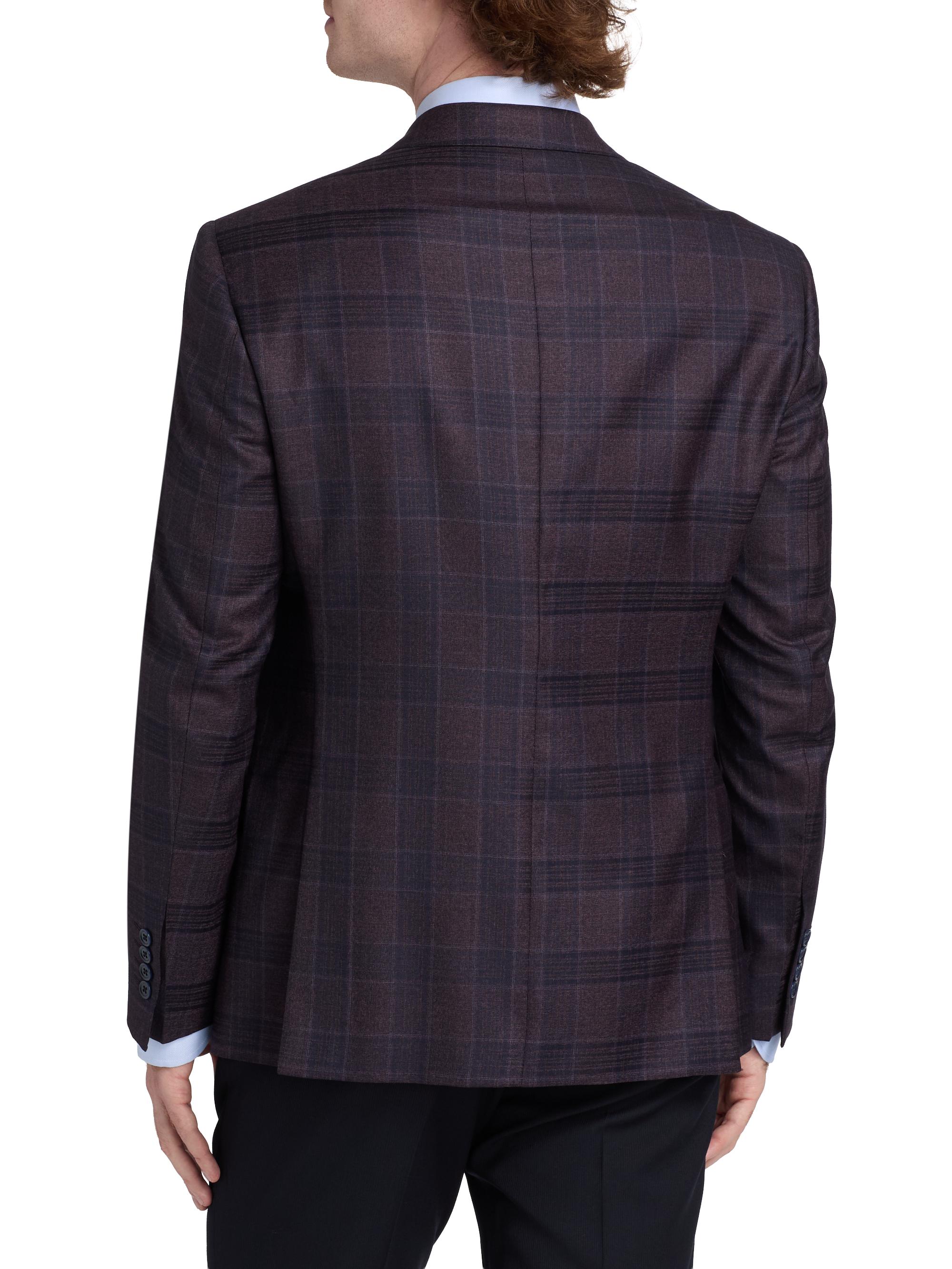 Emporio Armani Men's Plaid Wool Sport Coat - Purple | Thumbnail 5
