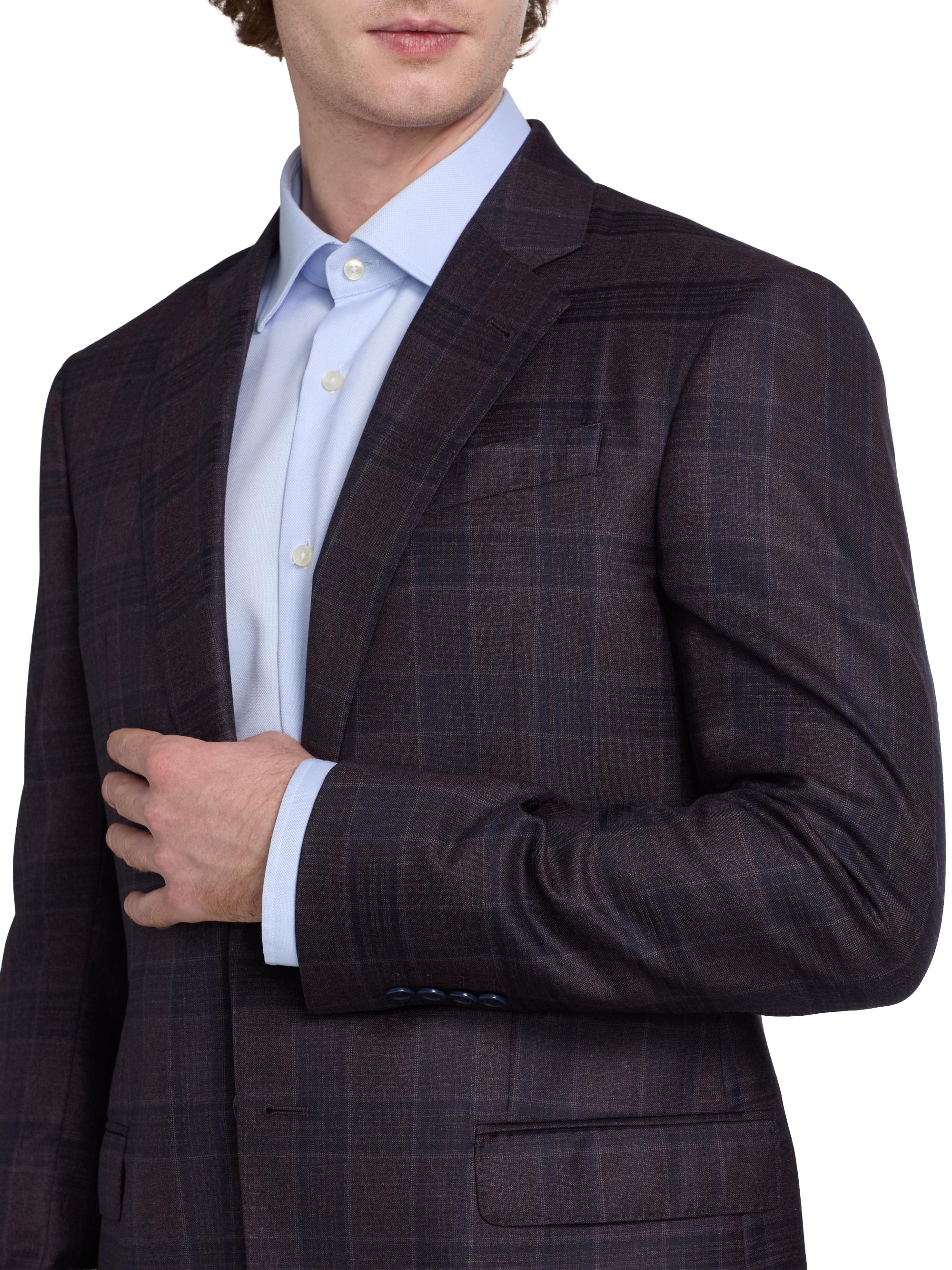 Emporio Armani Men's Plaid Wool Sport Coat - Purple | Thumbnail 6