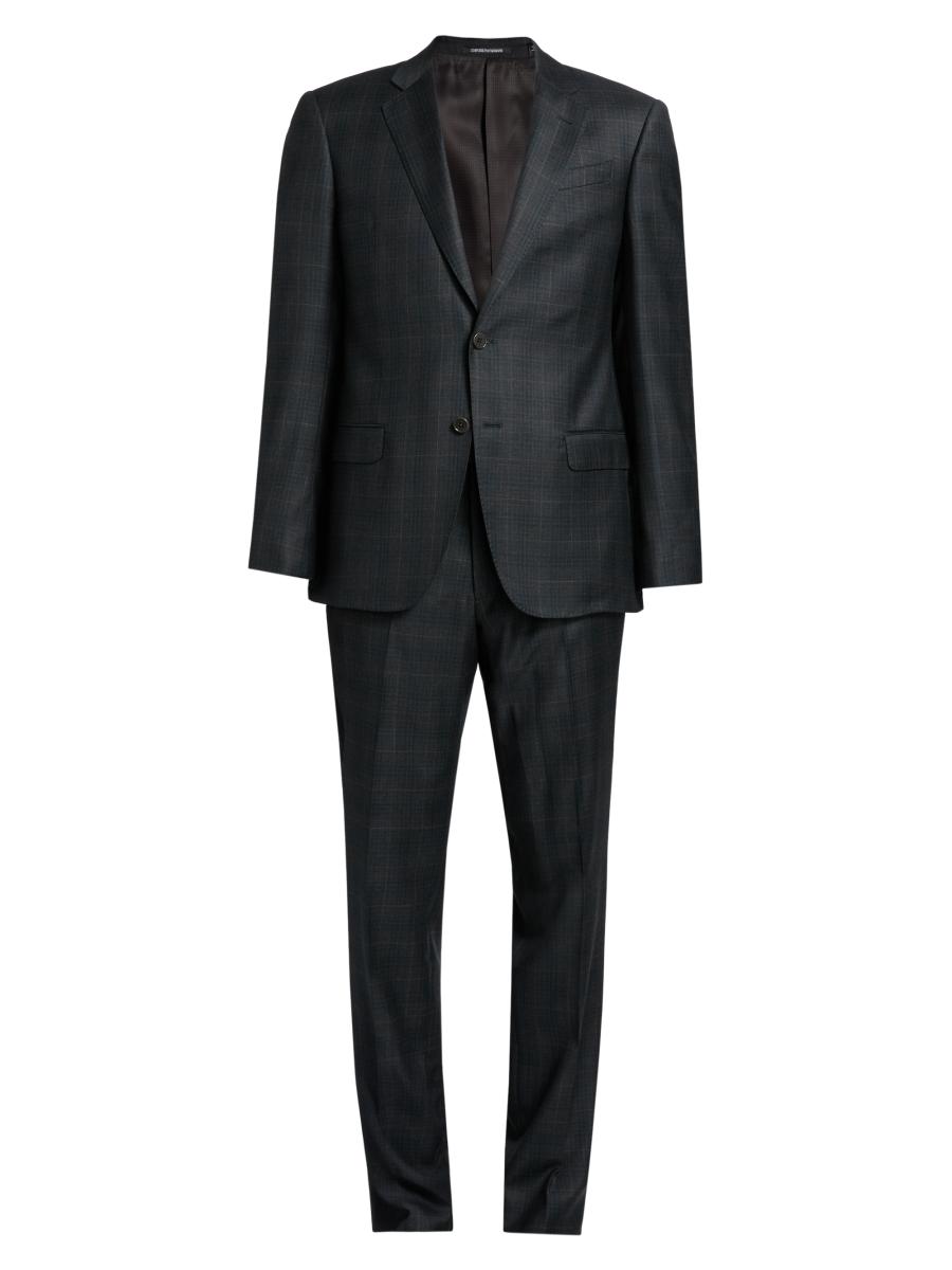 Emporio Armani Plaid Wool Single-Breasted Suit | Saks Fifth Avenue