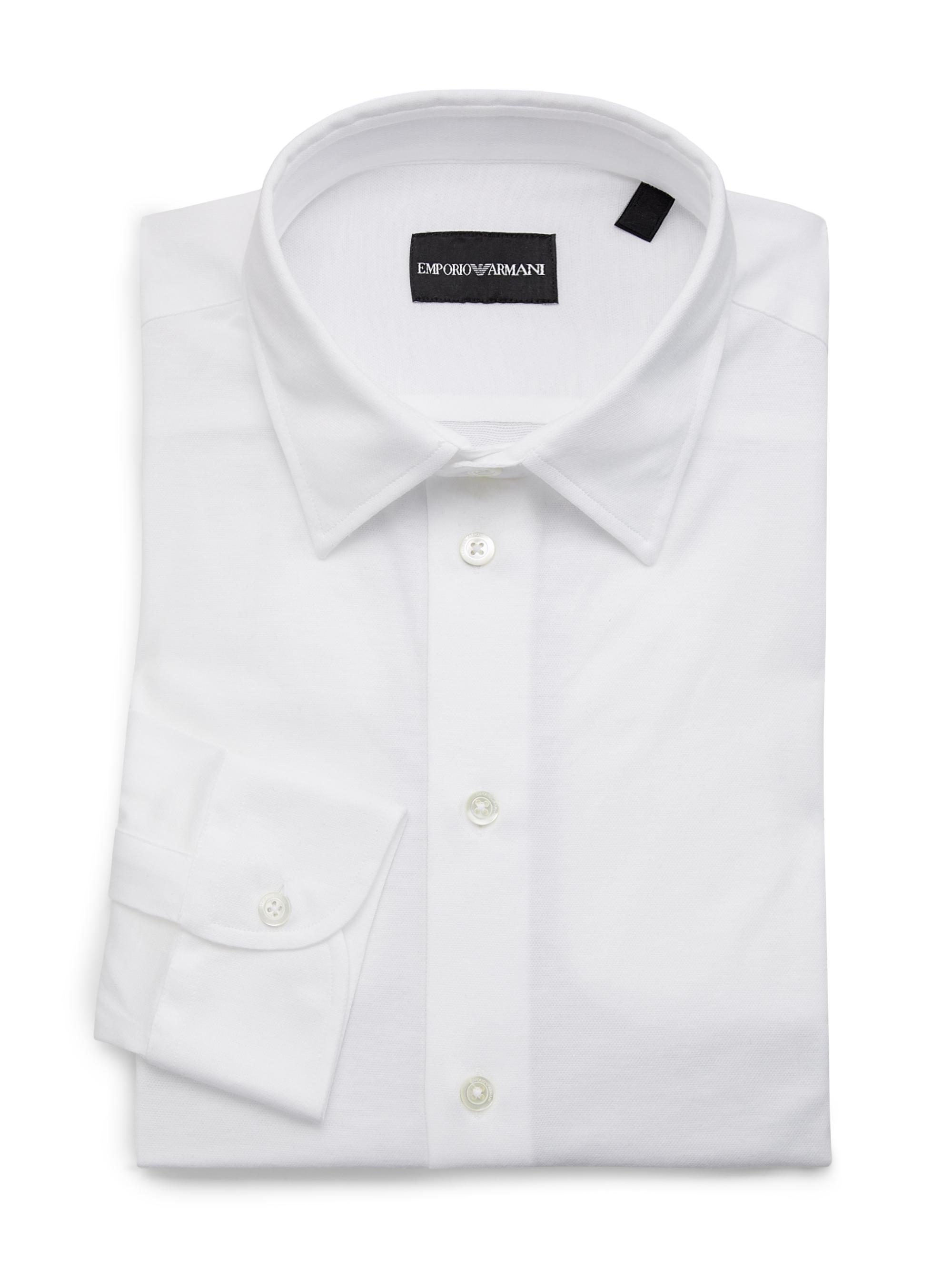 Emporio Armani Men's Cotton Button-Front Sport Shirt - Brilliant White