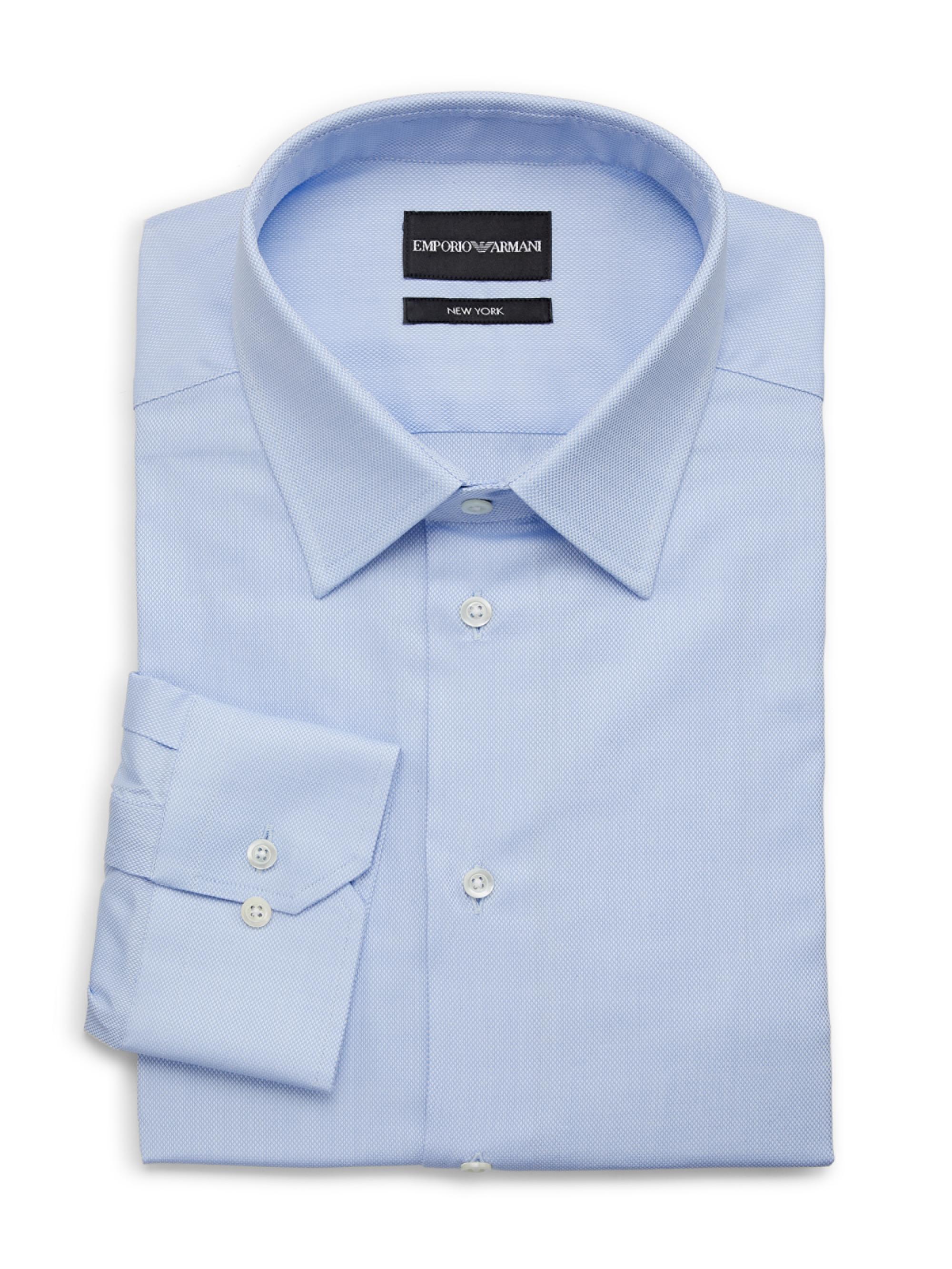 Emporio Armani Men's Textured Cotton Button-Front Dress Shirt - Lilac