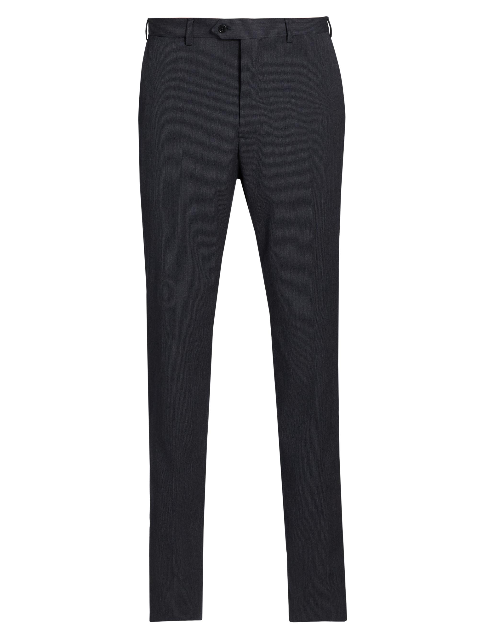 Emporio Armani Men's Flat Front Wool Trousers - Grey | Thumbnail 8