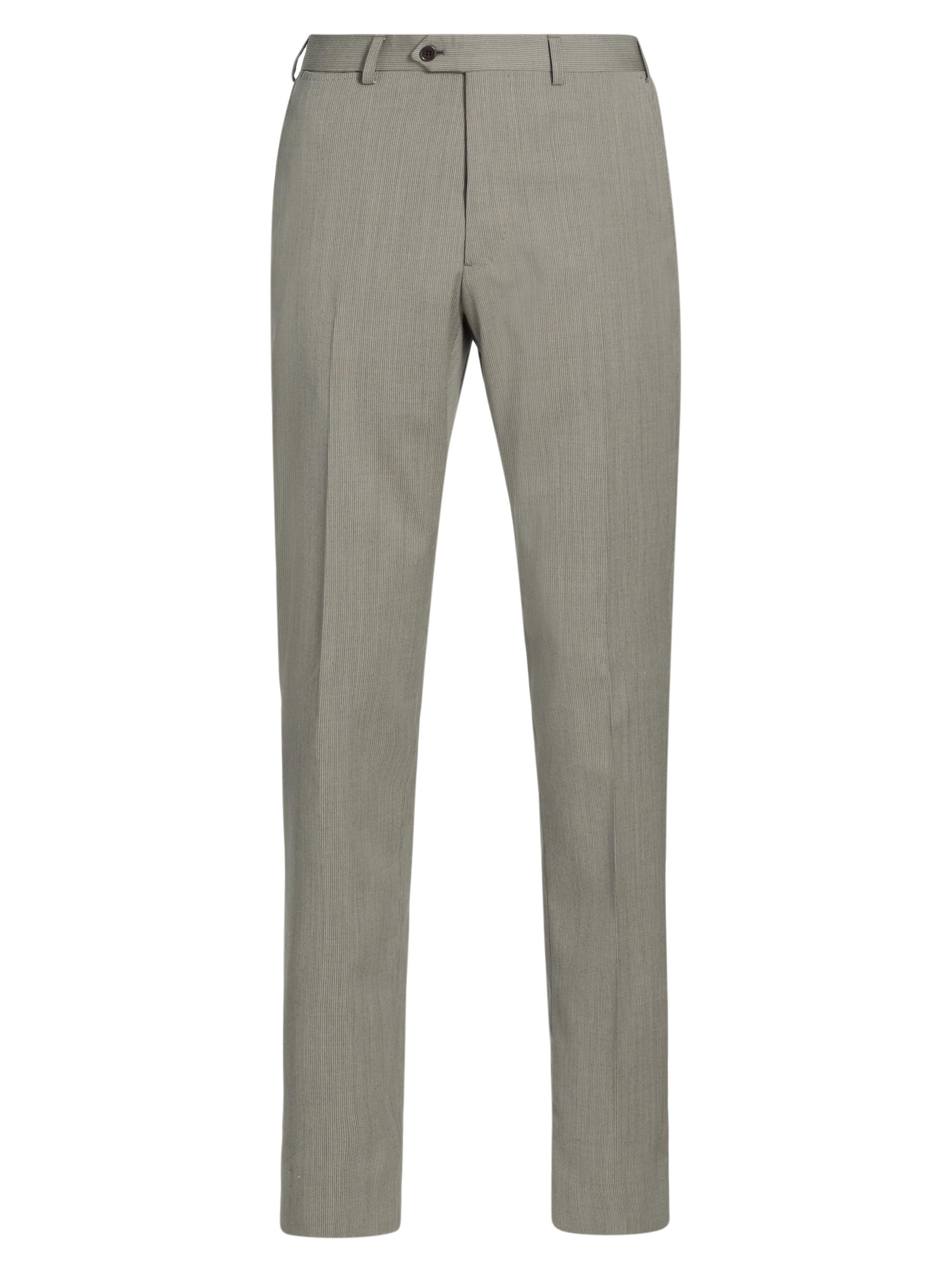 Emporio Armani Men's Flat Front Wool Trousers - Grey