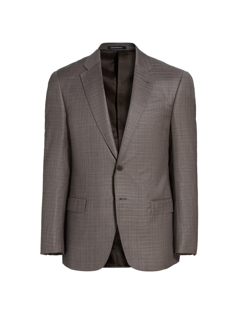 Emporio Armani Men's Wool-linen-silk Blend Sport Coat In Brown