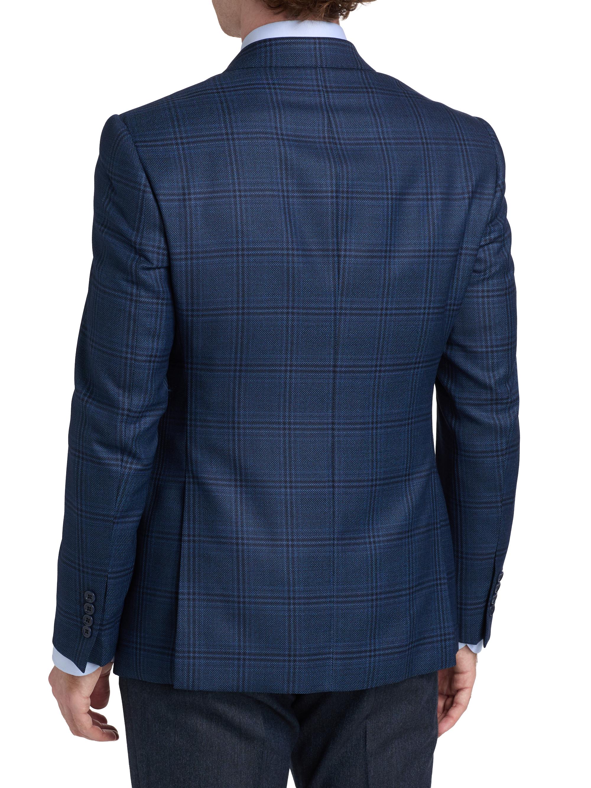 Emporio Armani Men's Plaid Wool Sport Coat - Navy | Thumbnail 5
