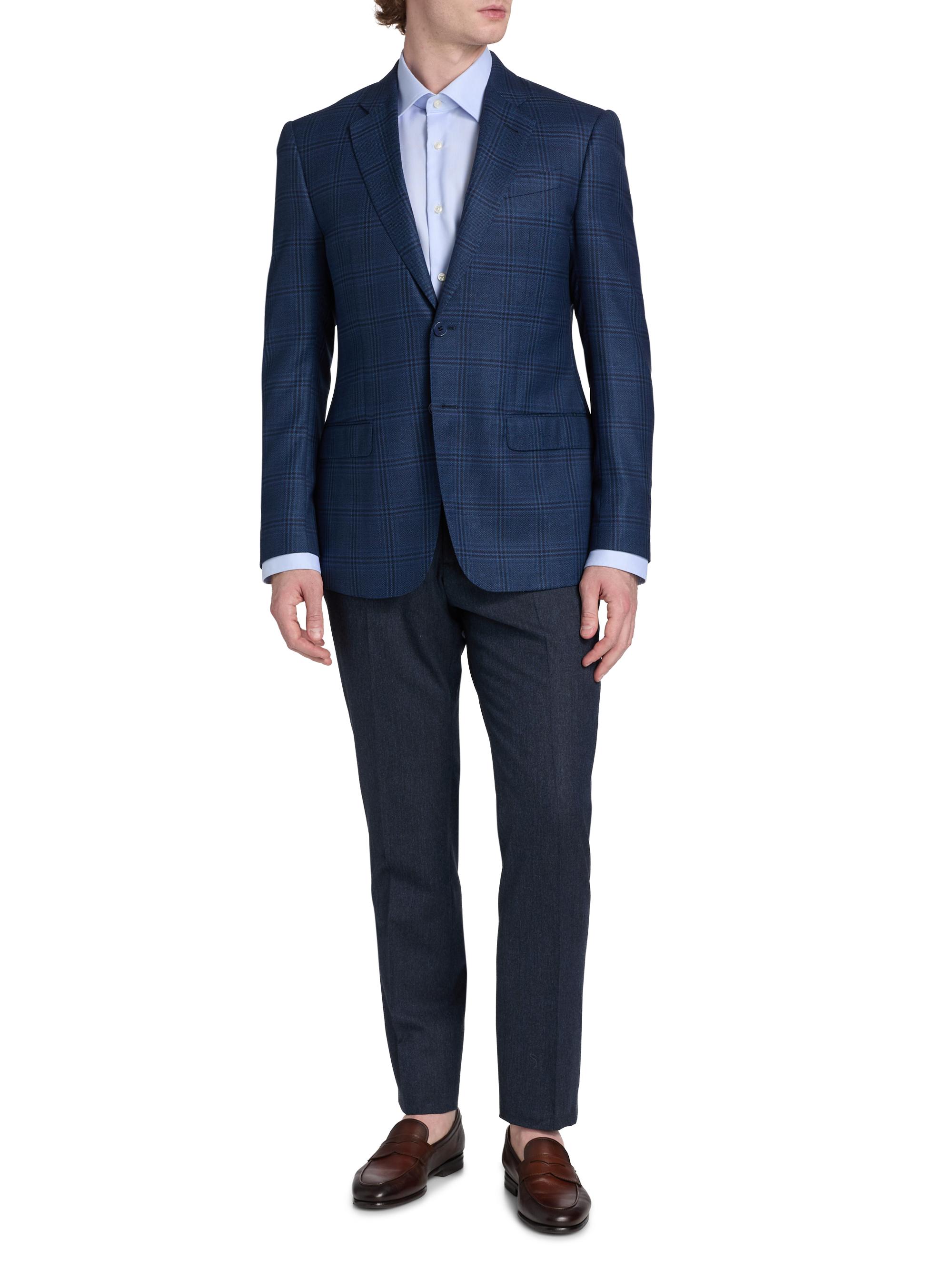 Emporio Armani Men's Plaid Wool Sport Coat - Navy | Thumbnail 2