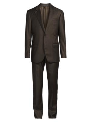 スーツ EMPORIO ARMANI khaki WOOL RAYON Suits 50 Emporio Armani Shark Skin Wool Suit | Saks Fifth Avenue